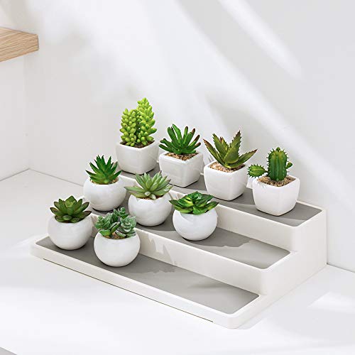 2-Pack White Acrylic Spice Rack Organizer - 14.5 Inch Tiered Pantry Shelf for Seasoning Cans & Spice Jars - Space-Saving Cabinet Storage for Kitchen, Pantry & Countertop Organization
