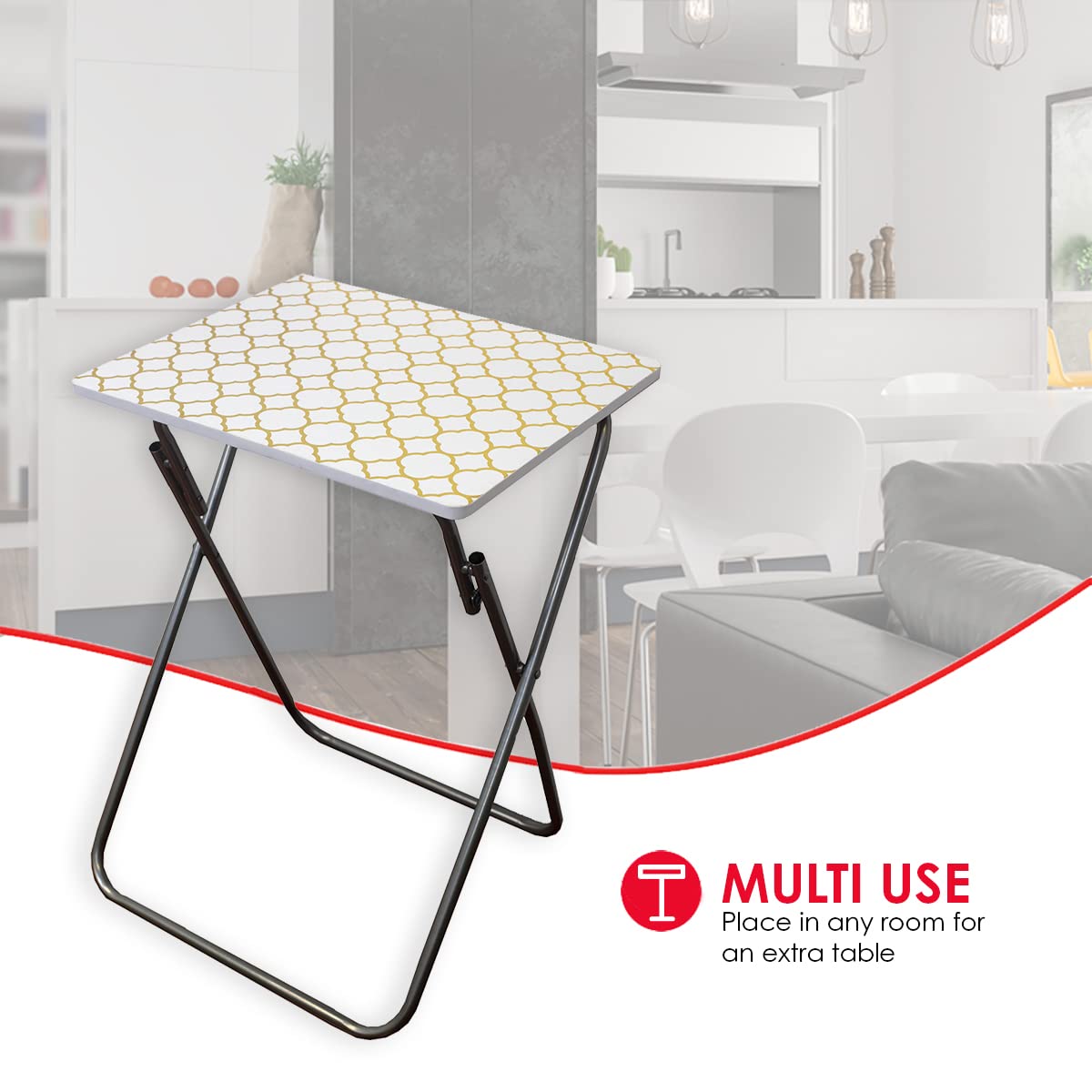 Gold Foldable TV Tray - Multi-Purpose Laptop Desk & Bedside Table for Snacks & Drinks
