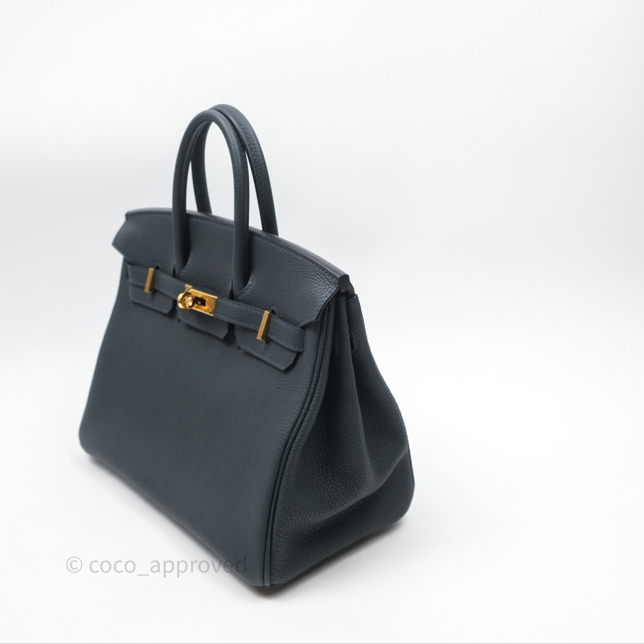 Authentic Hermès Birkin 25 Retourne Bag in Vert Rousseau Togo Leather with Gold Hardware - Luxury Handbag for Women, Perfect for Work, Travel & Special Occasions