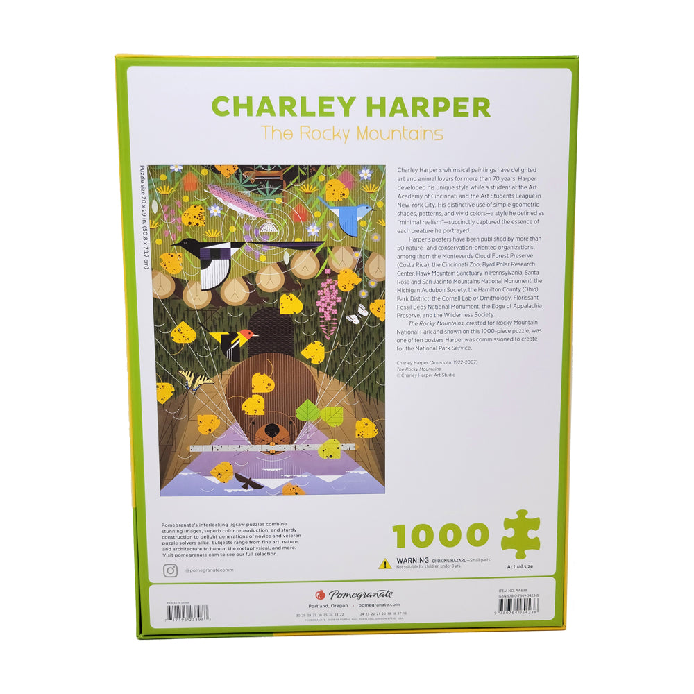 Charley Harper Rocky Mountains 1000 Piece Jigsaw Puzzle - Wildlife Art Puzzle for Adults - Perfect for Family Game Night & Home Decor