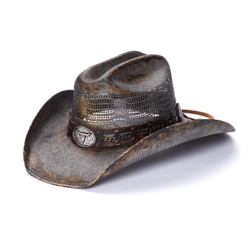 Premium Stampede Hats for Men - Genuine Bullhide Western Cowboy Hat with Longhorn Design - Perfect for Rodeo, Ranch Work & Country Fashion