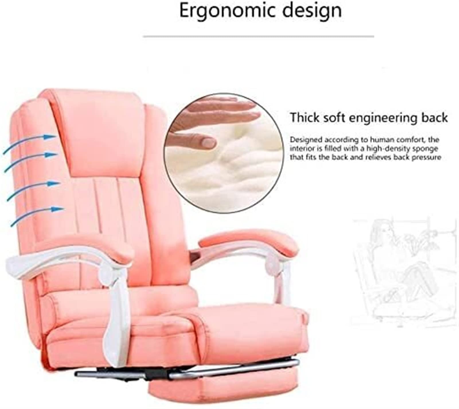 Ergonomic Office Chair - Adjustable Swivel Computer Desk Chair with Lumbar Support, Reclining Backrest, and Padded Armrests for Home Office & Gaming (Green) - Perfect for Long Work Hours, Online Meetings, and PC Gaming Sessions