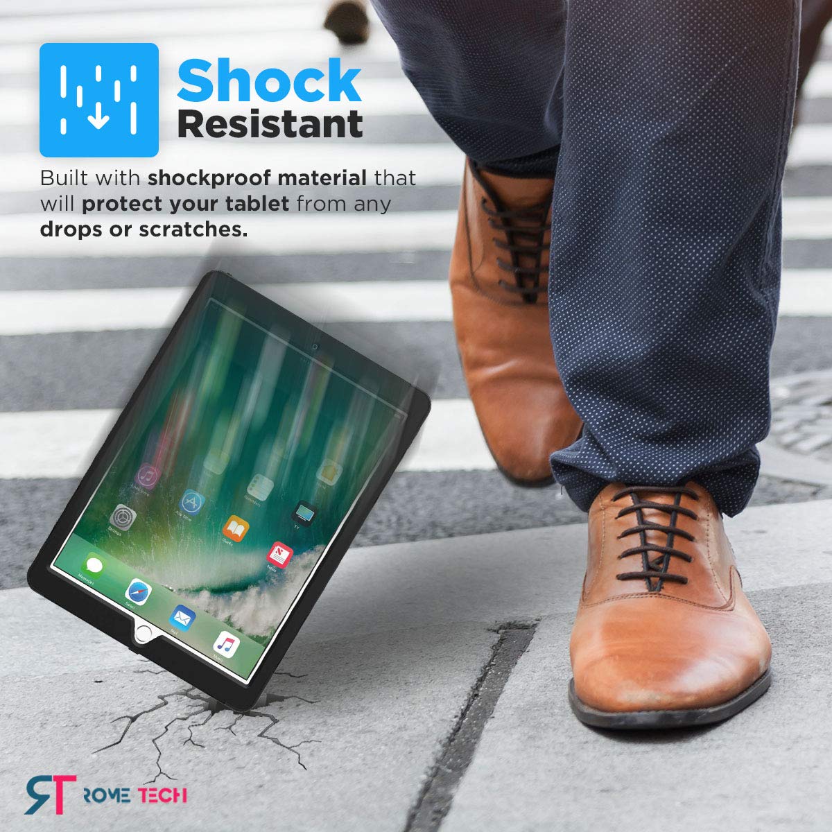 Rome Tech Rugged Shockproof Case for Apple iPad Pro 10.5 (A1701/A1709/A1852) & iPad Air 3rd Gen (2019 Model A2153/A2123/A2154/A2152) - Heavy Duty Protective Cover with Military-Grade Drop Protection - Perfect for Outdoor Use, Construction Sites & Travel - Black