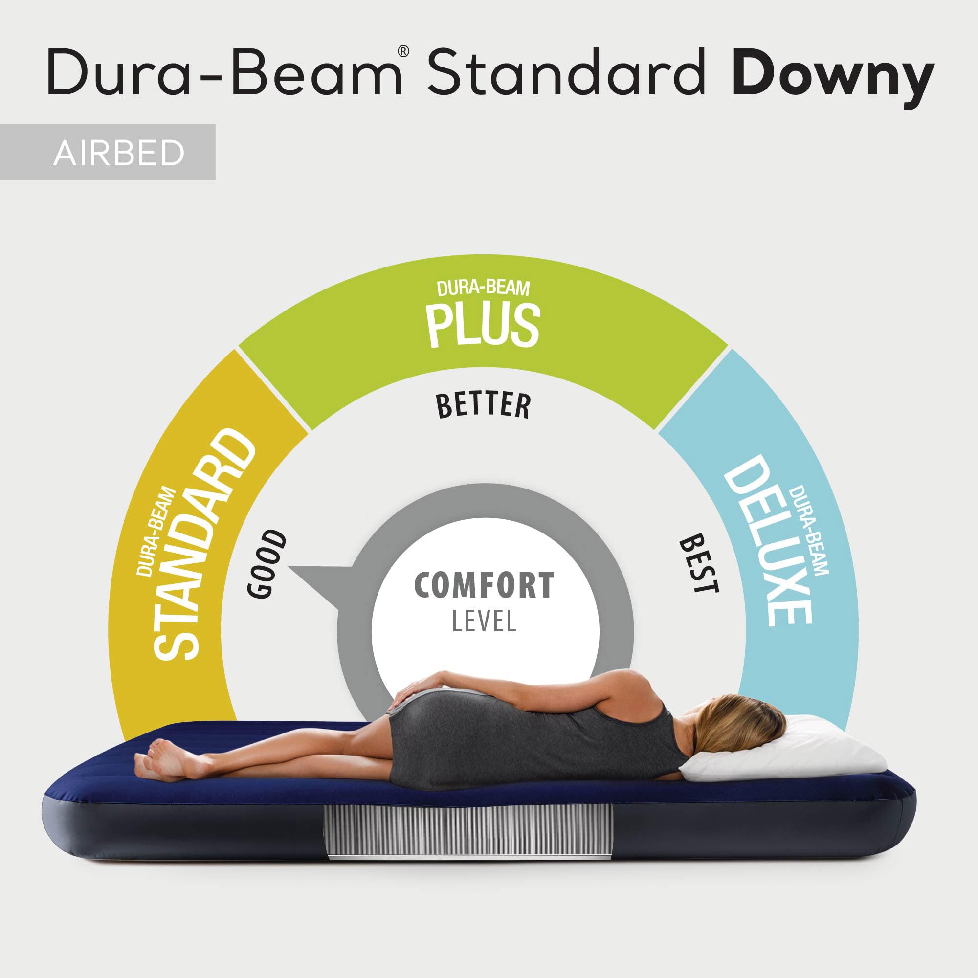 Intex Twin Size Air Mattress with Dura-Beam Technology - 4 Pack Blue Vinyl Inflatable Bed for Camping & Guest Room, Plush Top & 2-in-1 Valve - Comfortable Portable Airbed for Indoor & Outdoor Use