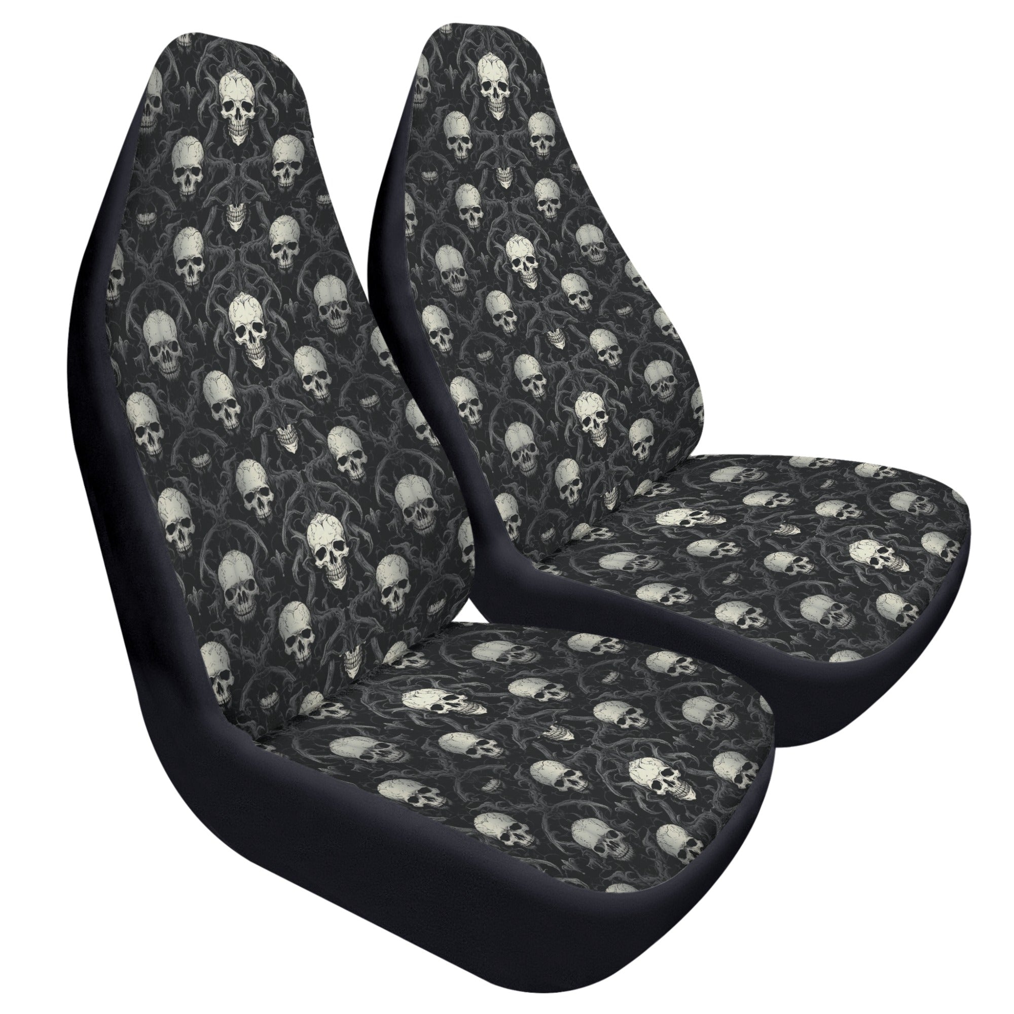 Gothic Skull Car Seat Covers - Premium Front Seat Protectors for Cars, Trucks & SUVs - Perfect for Halloween, Gothic Style & Alternative Lifestyle Enthusiasts