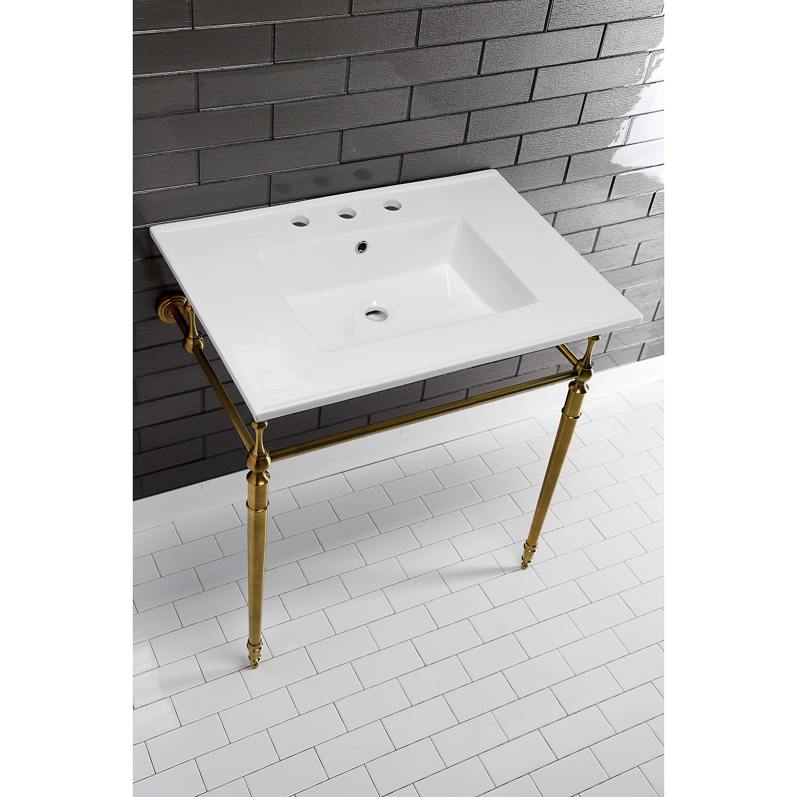 Kingston Brass LBT31227W38 Continental White Vanity Sink Top - Modern Bathroom Sink for Powder Room, Guest Bath & Master Suite