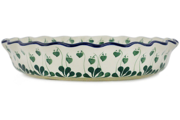 10-Inch Fluted Pie Dish with Elegant Bleeding Heart Peacock Design - Perfect for Baking, Serving, and Holiday Dessert Presentations