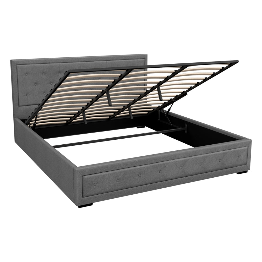 Bronte King Size Storage Bed Frame in Grey - Modern Platform Bed with Underbed Drawers for Extra Bedroom Storage