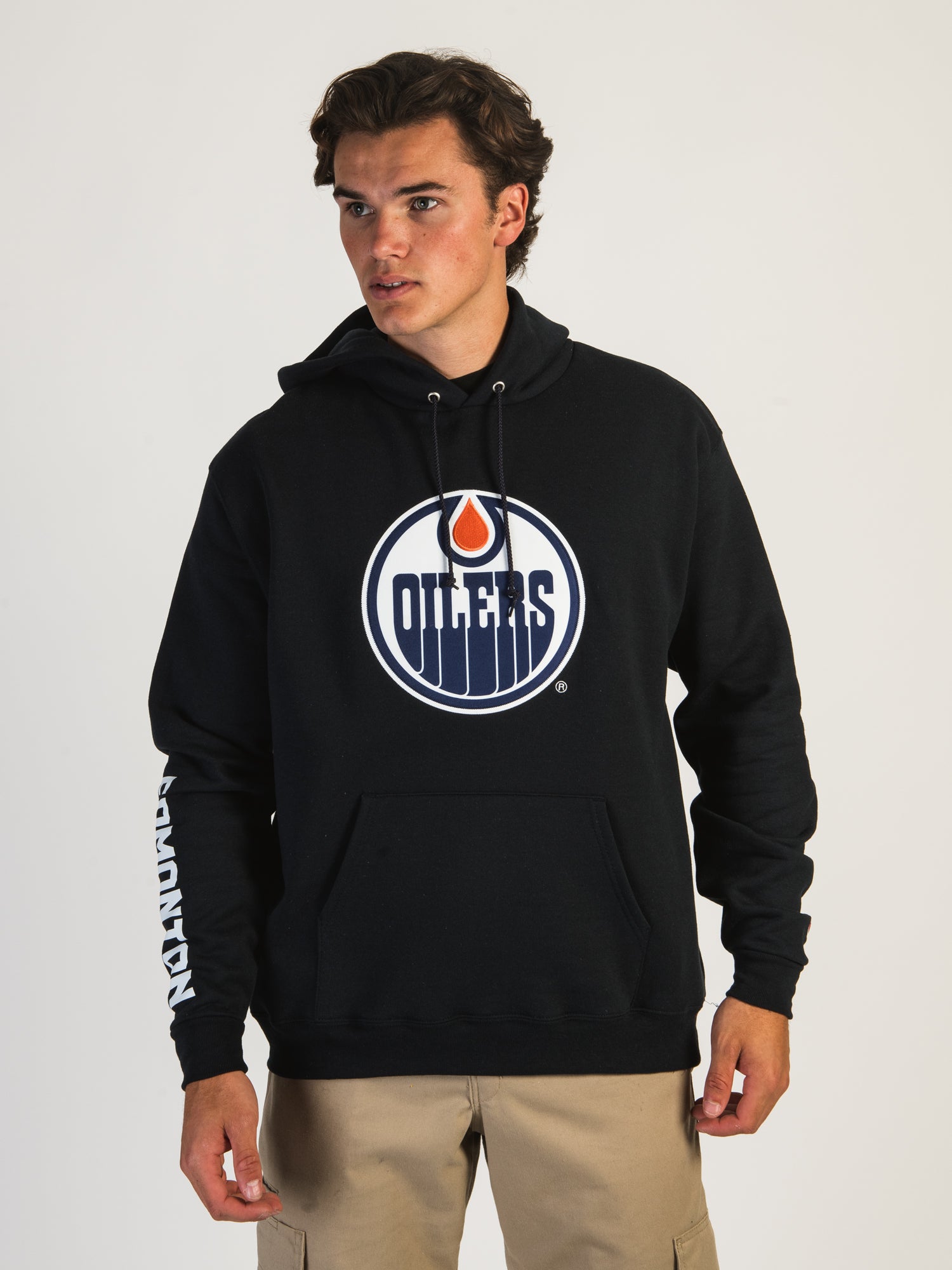 Champion NHL Edmonton Oilers Center Ice Pullover Hoodie - Men's & Women's Casual Sweatshirt for Sports Fans - Perfect for Game Day, Lounging, and Outdoor Activities