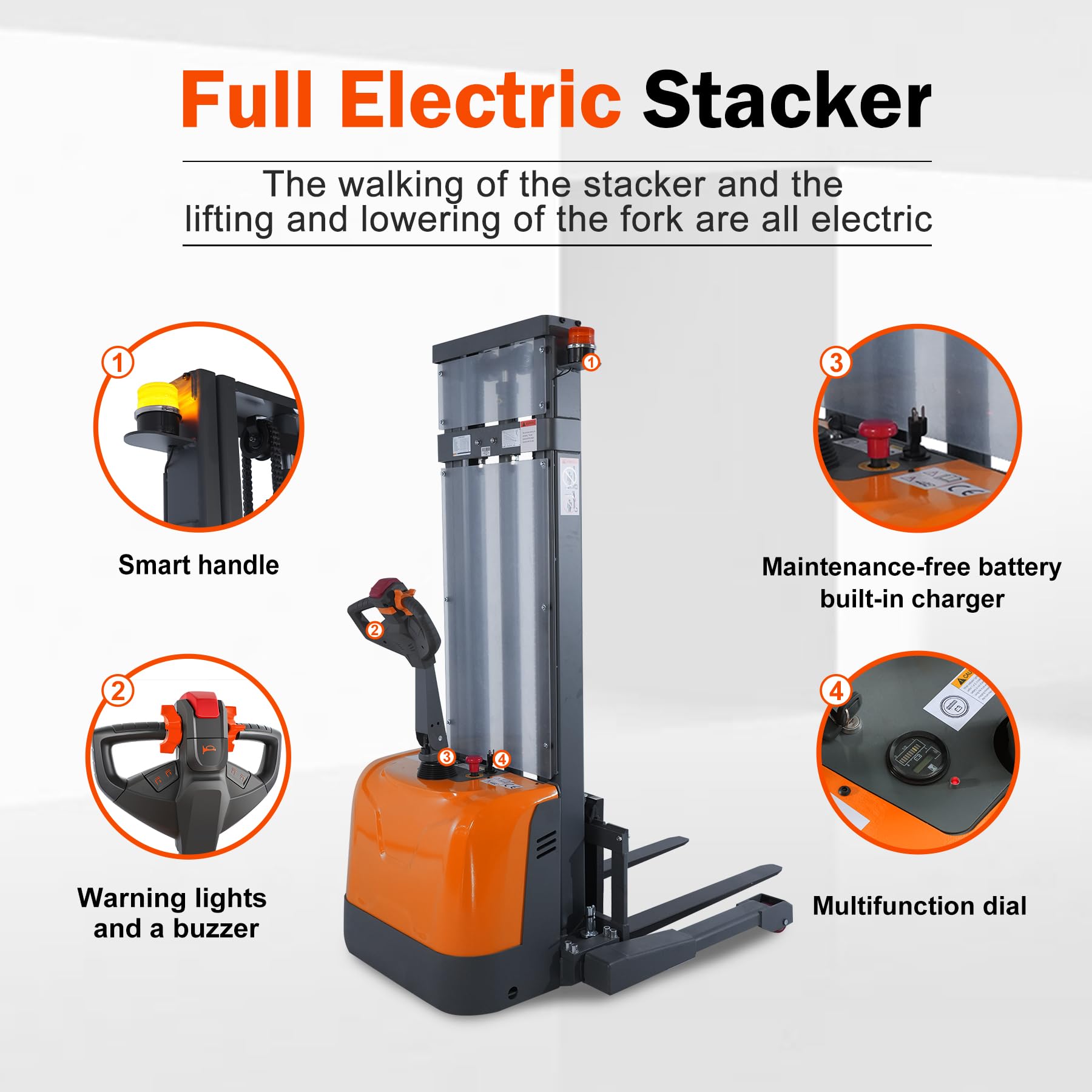 Electric Pallet Stacker 3300 lb Capacity, 130