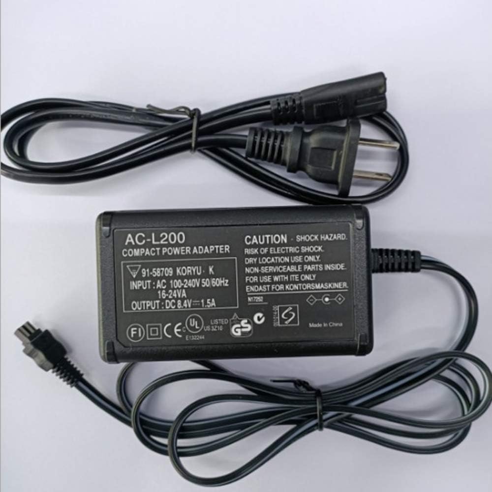 Original AC L200 Power Adapter Charger for Sony Handycam DCR-SX40/SX41/SX44/SX45/SX60/SX63/SX65/SX83/SX85 & DCR-SR42/SR45/SR46/SR47/SR68 - Replacement Charging Cord for Sony Camcorders - Perfect for Travel, Home Use & Professional Videography