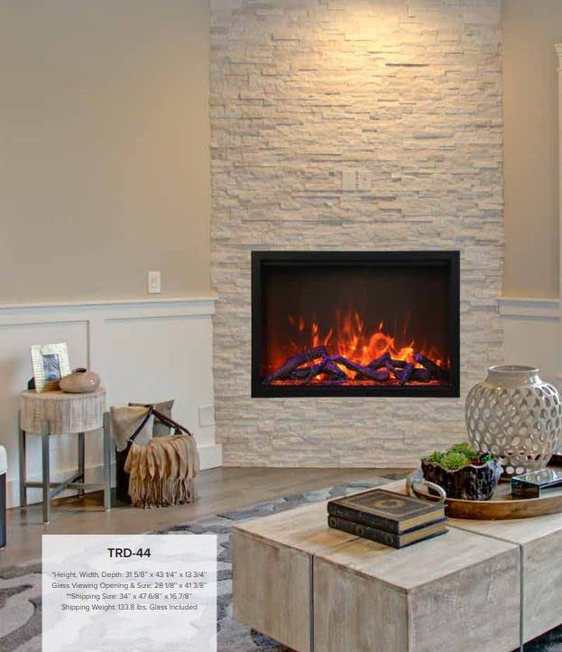 TRD-44 Electric Fireplace Heater - Realistic Flame Effect, Energy Efficient, Remote Control - Perfect for Living Room, Bedroom & Office Warmth