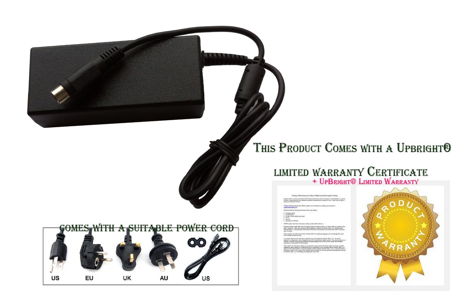 UpBright 4-Pin 12V AC/DC Power Adapter for DW Digital WatchDog VMAX480 DVR - Compatible with DW-VMAX480-16, DW-VMAX480D164T, DW-VMAX480D161T Models - Replacement Power Supply Cord for Security Camera Systems & Digital Video Recorders