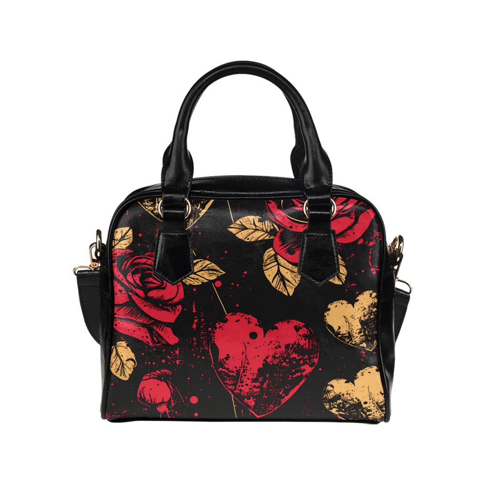 Floral Heart Print Shoulder Handbag for Women - Trendy Crossbody Purse for Casual Outings, Date Nights & Travel Accessories