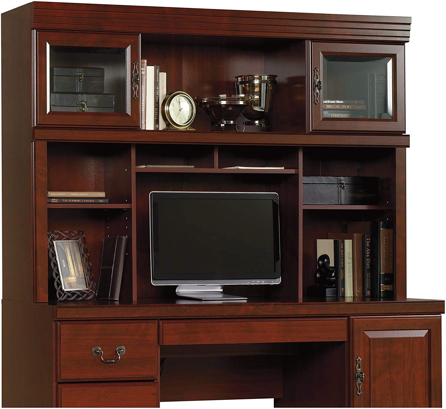 BOWERY HILL Computer Desk with Hutch - Modern Home Office Credenza for PC & Laptop Workspace - Perfect for Small Spaces, Home Offices, and Study Rooms