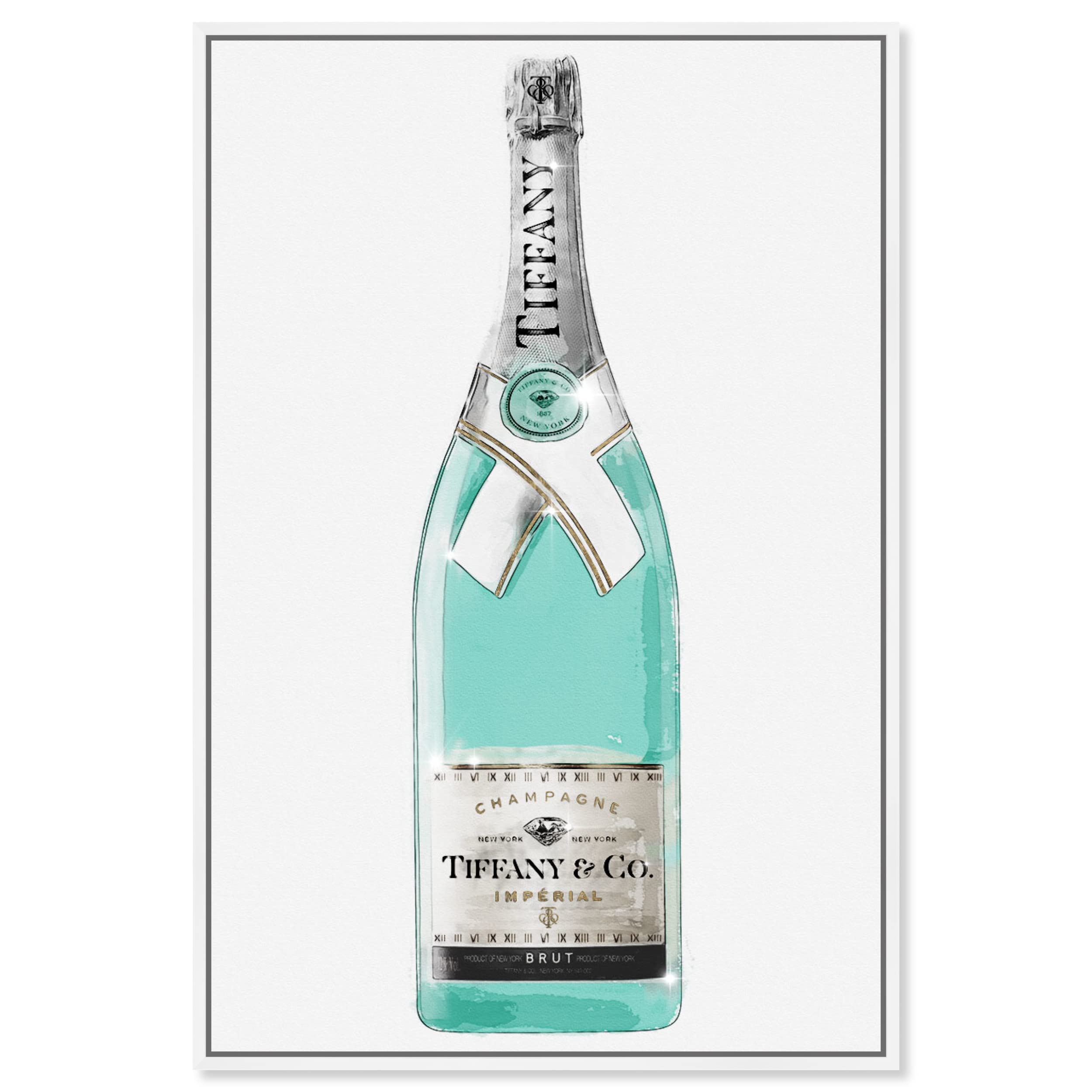 Oliver Gal Artist Co. 'Priceless Champagne' Framed Wall Art Canvas Print - 16x24 Inches, Elegant Home & Bar Decor for Living Room, Dining Room, or Wine Cellar