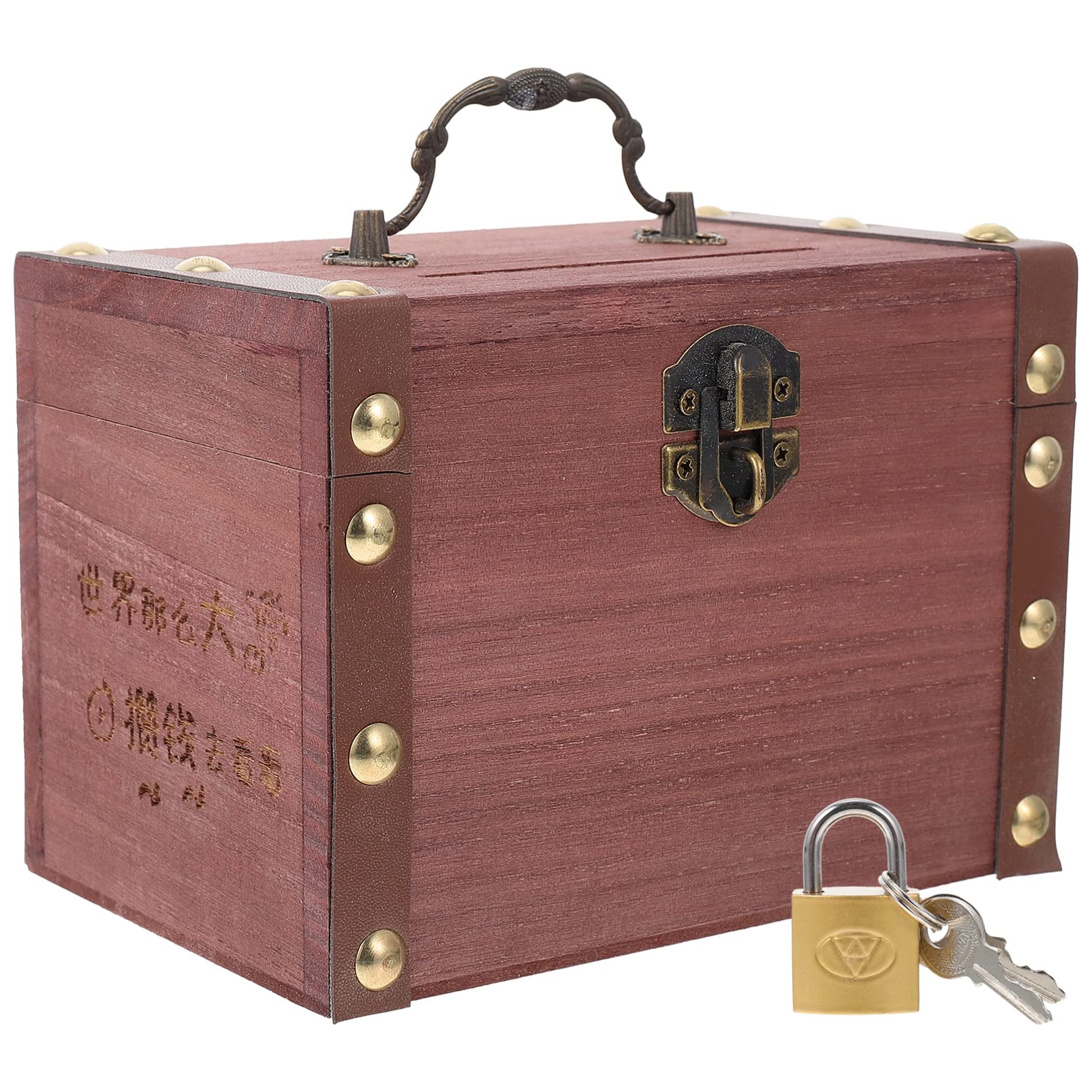 Veemoon Wooden Coin Bank with Lock - Handcrafted Treasure Chest Storage Box for Money & Coins | Piggy Bank, Savings Box, Change Holder for Kids & Adults | Perfect for Gifts, Home Decor, and Collectibles