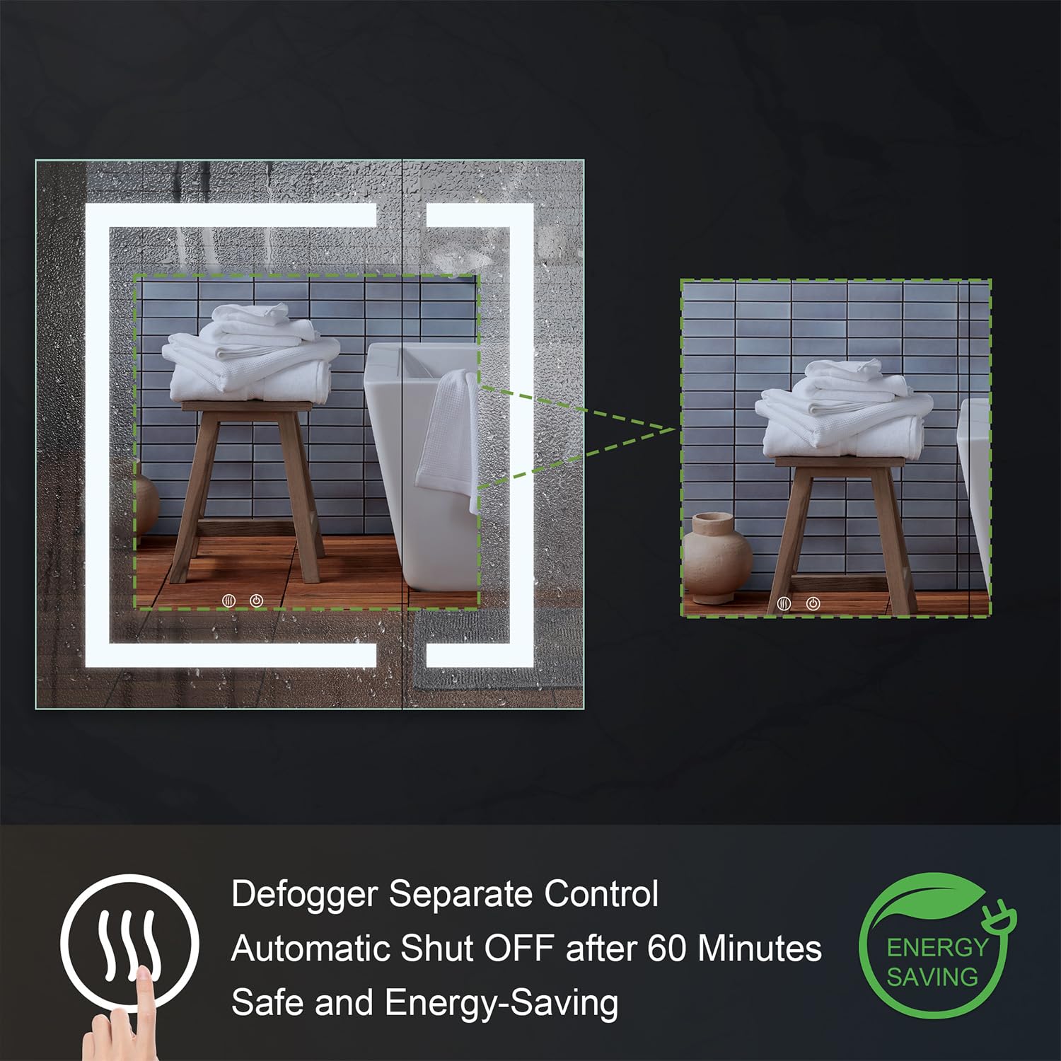 WELLFOR LED Bathroom Mirror Cabinet with Defogger & Dimmer - 36