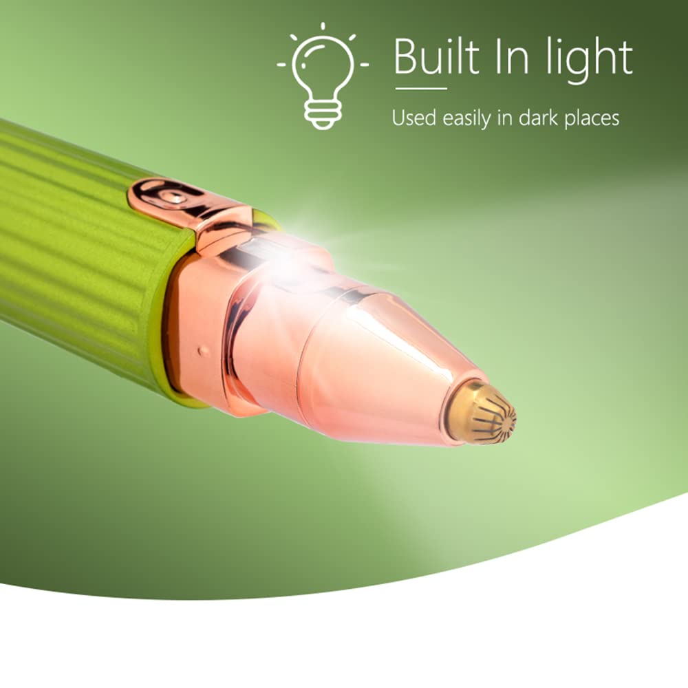2 in 1 Rechargeable Electric Eyebrow Trimmer & Epilator for Women - Painless Facial Hair Removal, Lipstick Shape Design, Mini Razor Shaver (Green) | Perfect for Travel, Home Use & On-the-Go Grooming