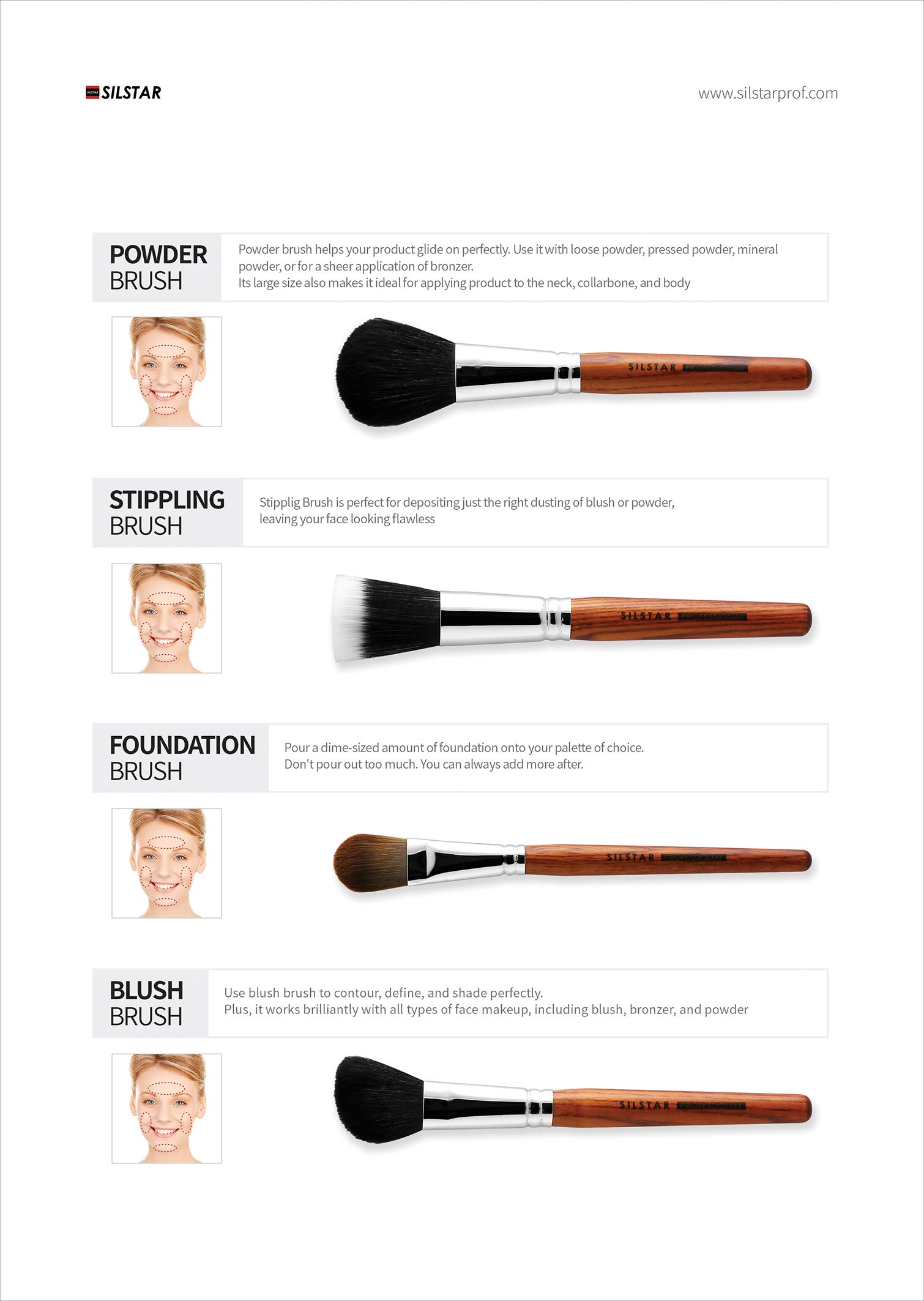 SILSTAR 17-Piece Professional Makeup Brush Set with Leather Case - Powder Brush, Eyeshadow Brush, Foundation Brush, Brow Brush & Lip Brush - Perfect for Travel, Home & Professional Makeup Artists