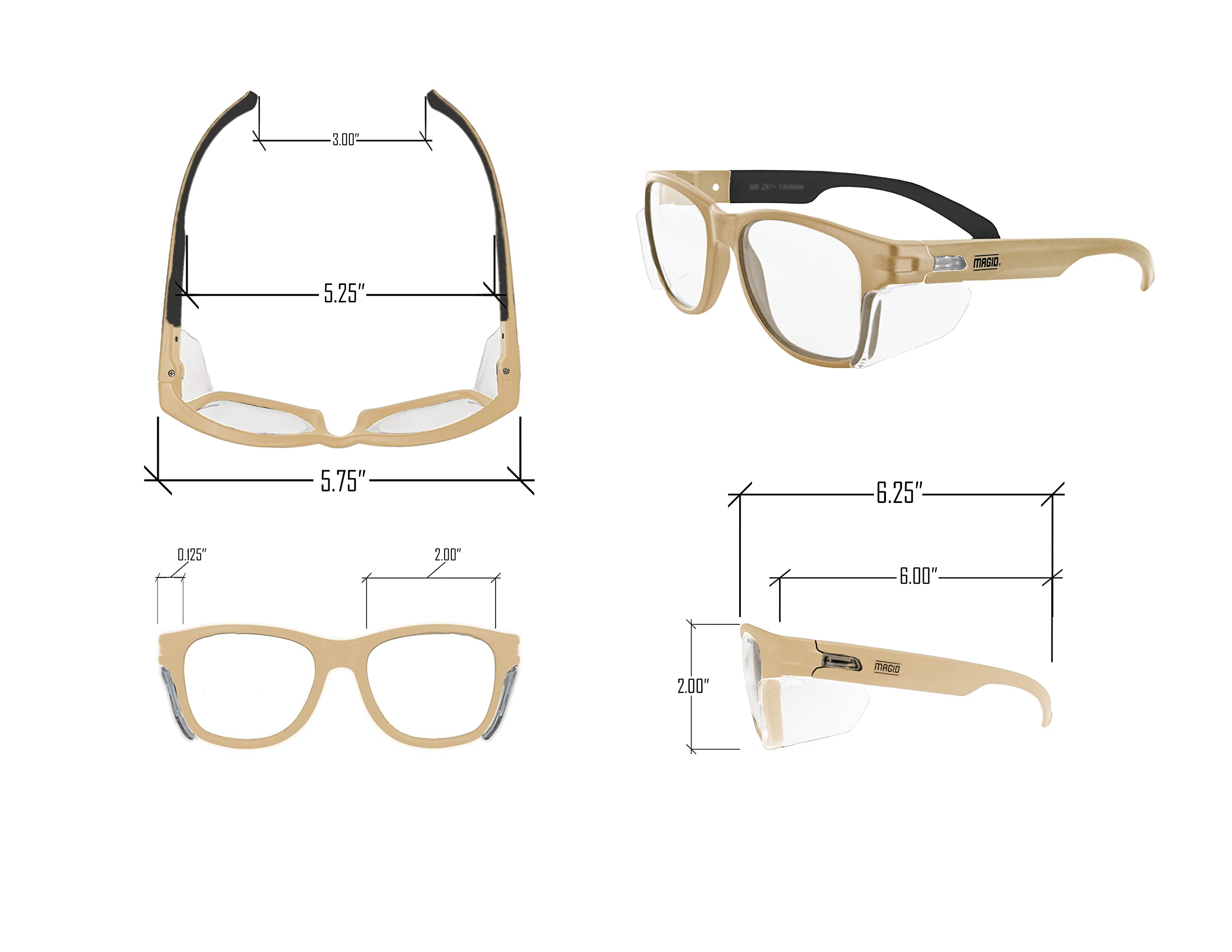 MAGID Gemstone Y50 Anti-Fog Safety Glasses with Clear Lens & Side Shields - ANSI Z87.1 Certified for Construction, Woodworking & DIY Projects