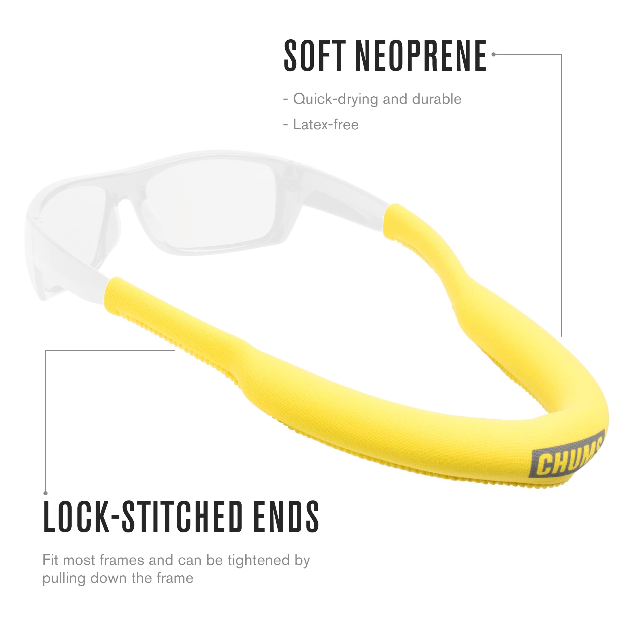 Chums Neo Megafloat Floating Sunglass Retainer - Adjustable Neoprene Eyewear Strap for Large Frames | Water Sports, Boating & Outdoor Activities