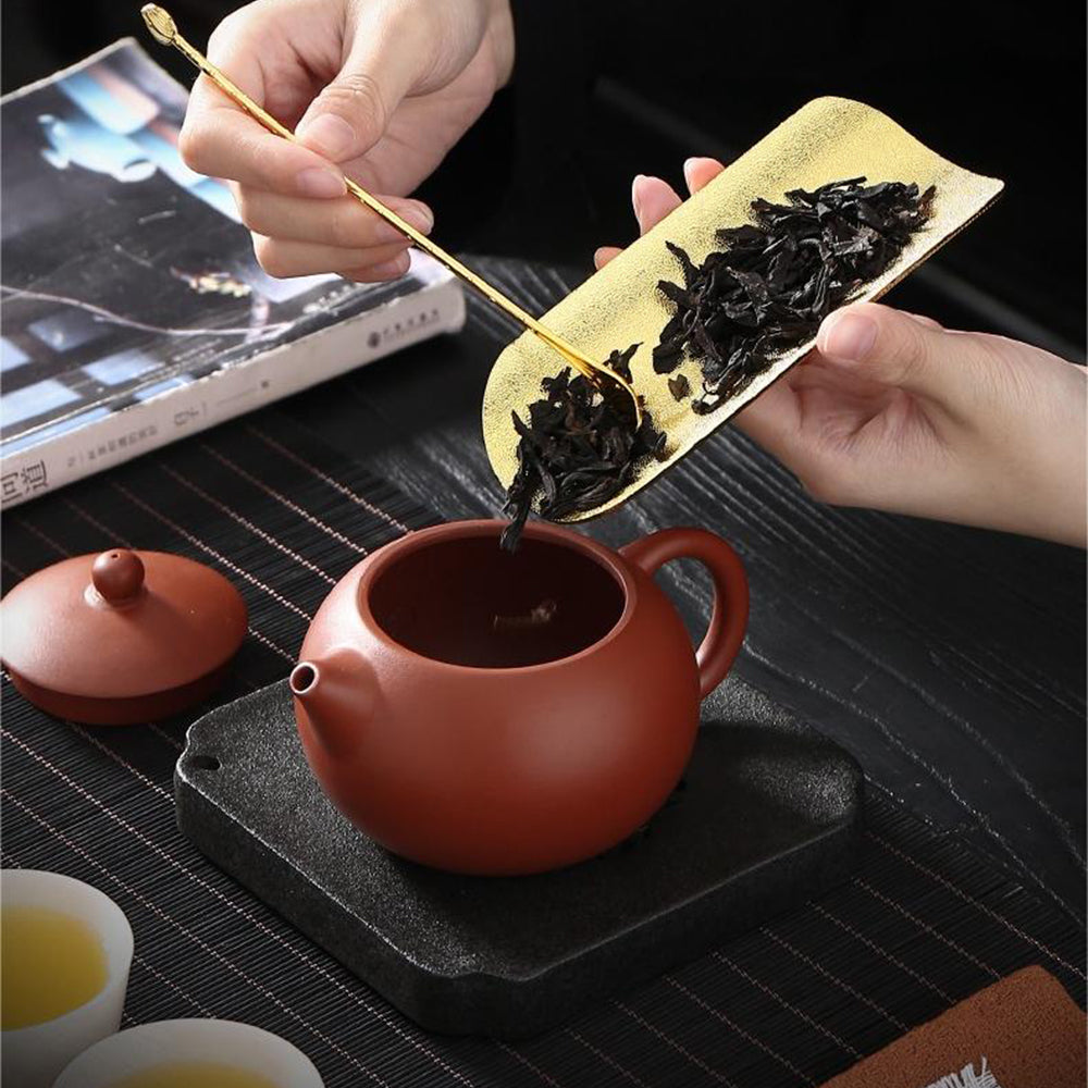 Premium Alloy Lotus Tea Scoop with Spoon - Perfect for Gongfu Tea Ceremony, Loose Leaf Tea Brewing & Tea Tasting Accessories
