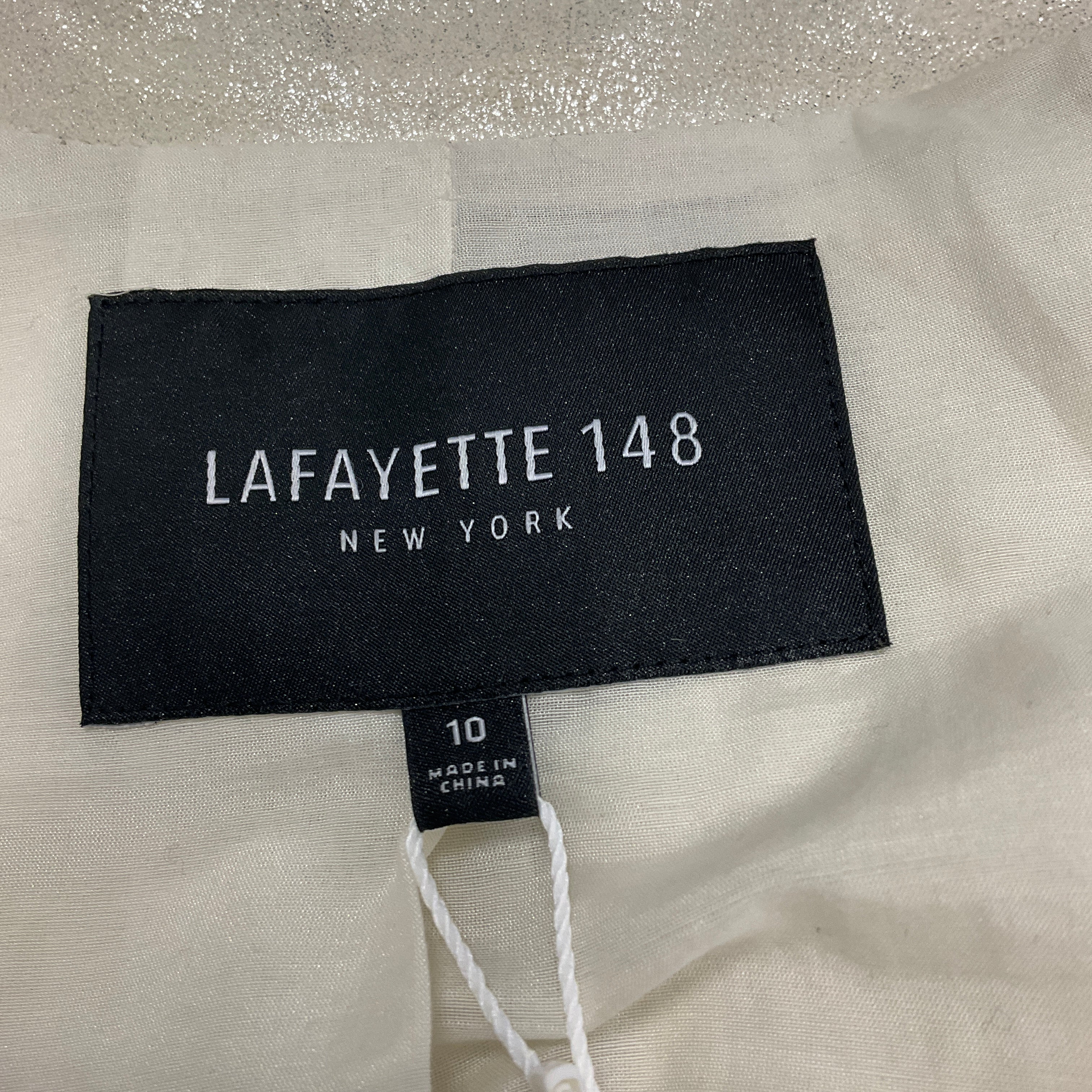 Lafayette 148 New York Women's Silver One Button Goat Suede Jacket | Soft Leather Blazer for Work & Evening Wear | Office Outfits & Special Occasions