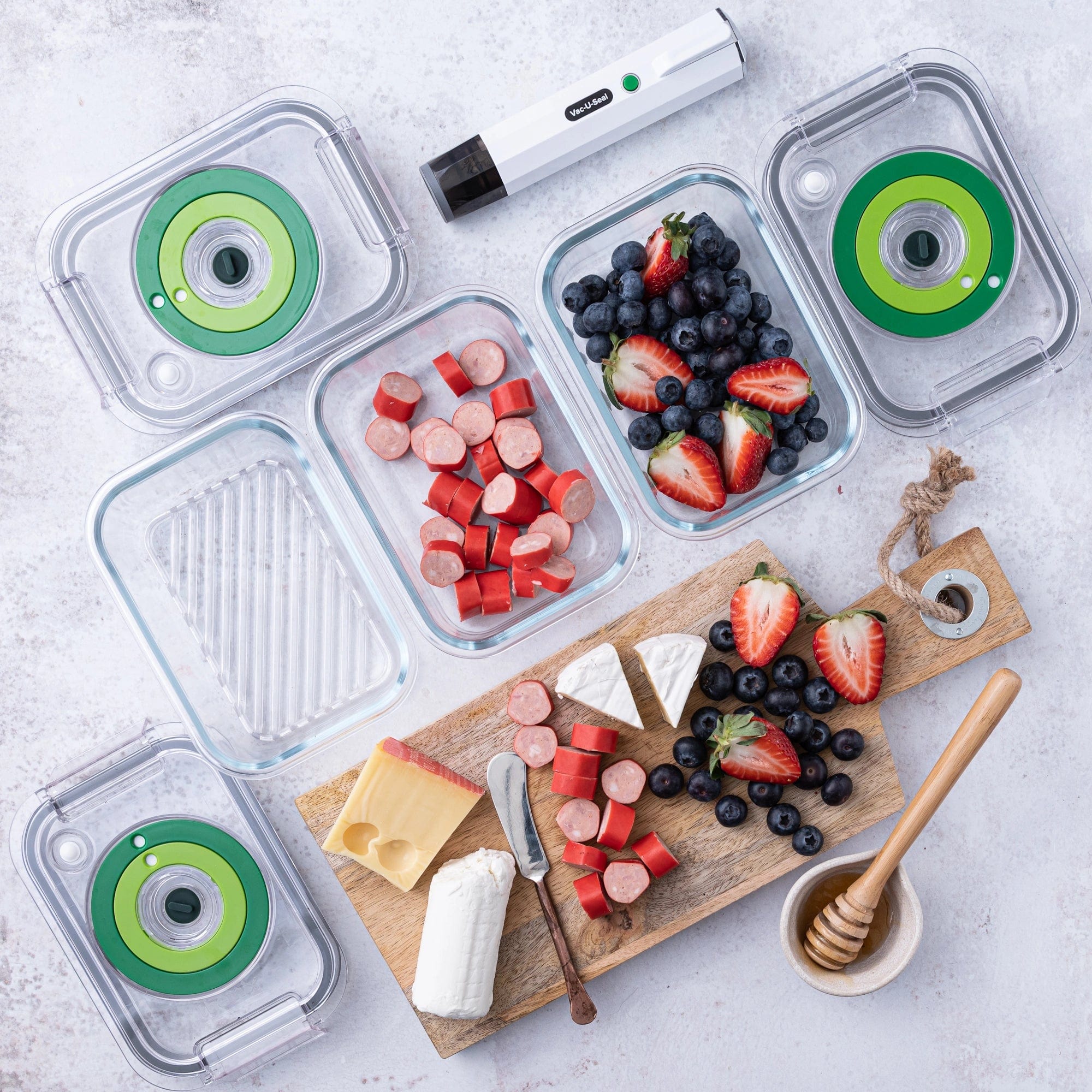 Vac U Seal 650ml Vacuum Sealer Container Set of 3 - Airtight Food Storage for Meal Prep, Sous Vide & Leftovers | BPA-Free Kitchen Essentials