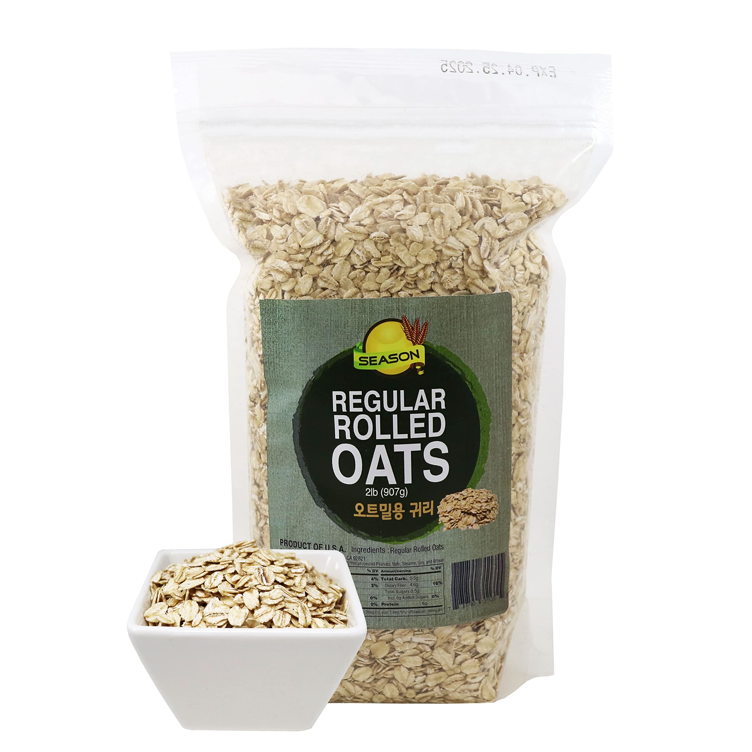 Organic Whole Rolled Oats Bulk 2 Lbs - High Fiber & Mineral Rich | USA Grown | Perfect for Oatmeal, Baking & Healthy Breakfast