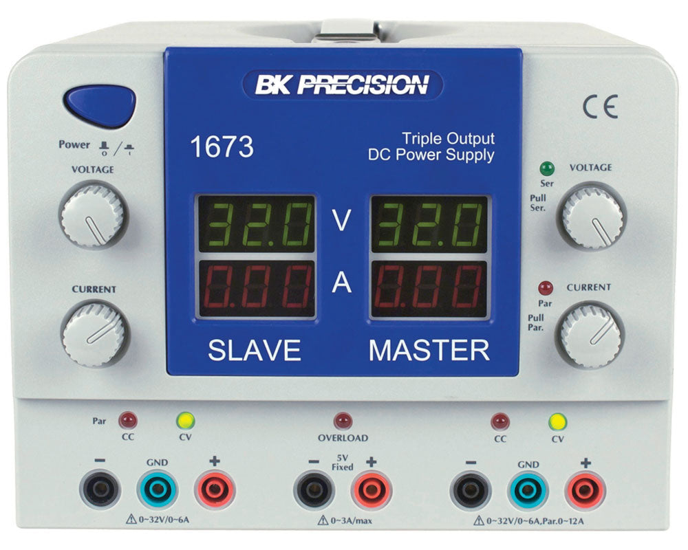 BK Precision 1673 Quad Display Triple Output DC Power Supply - 60V/3A, 60V/3A, 6V/3A - Ideal for Electronics Testing, Lab Equipment & Industrial Applications
