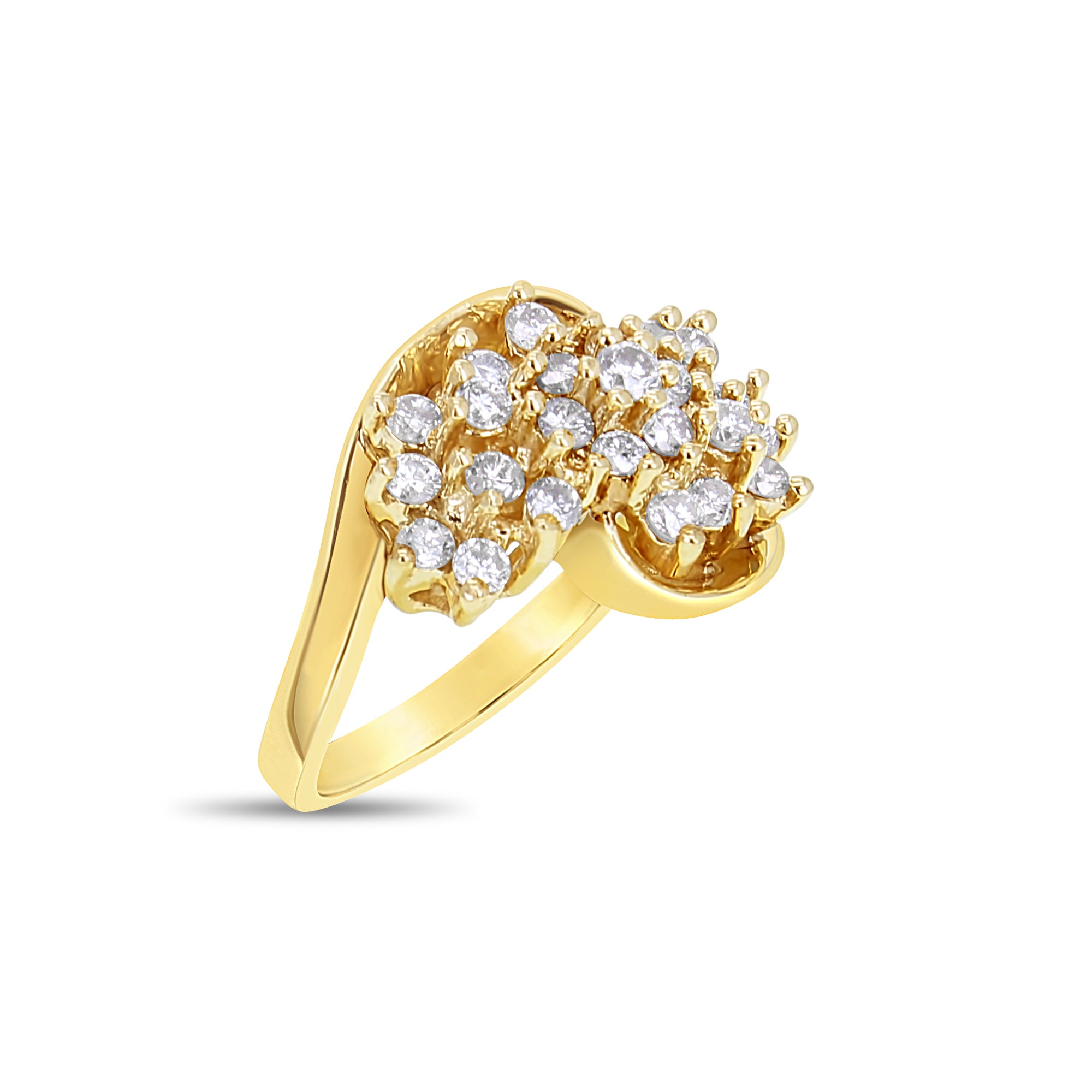 1 Carat Cluster Diamond Cocktail Ring in 14K Yellow Gold - Perfect for Evening Parties, Weddings & Special Occasions