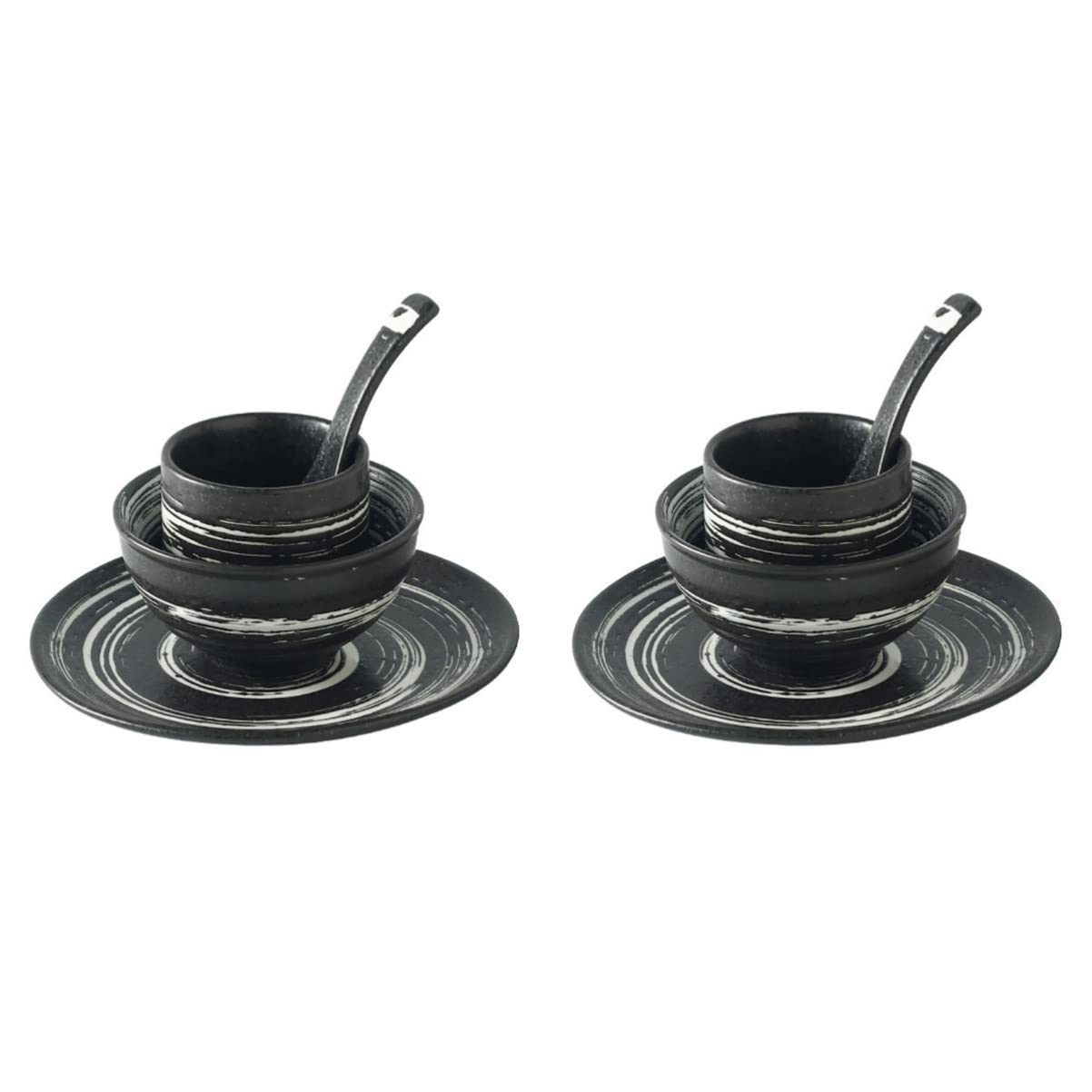 Japanese Ceramic Sushi Plate Set - 2pcs Black Dinnerware for Sushi Serving & Dining