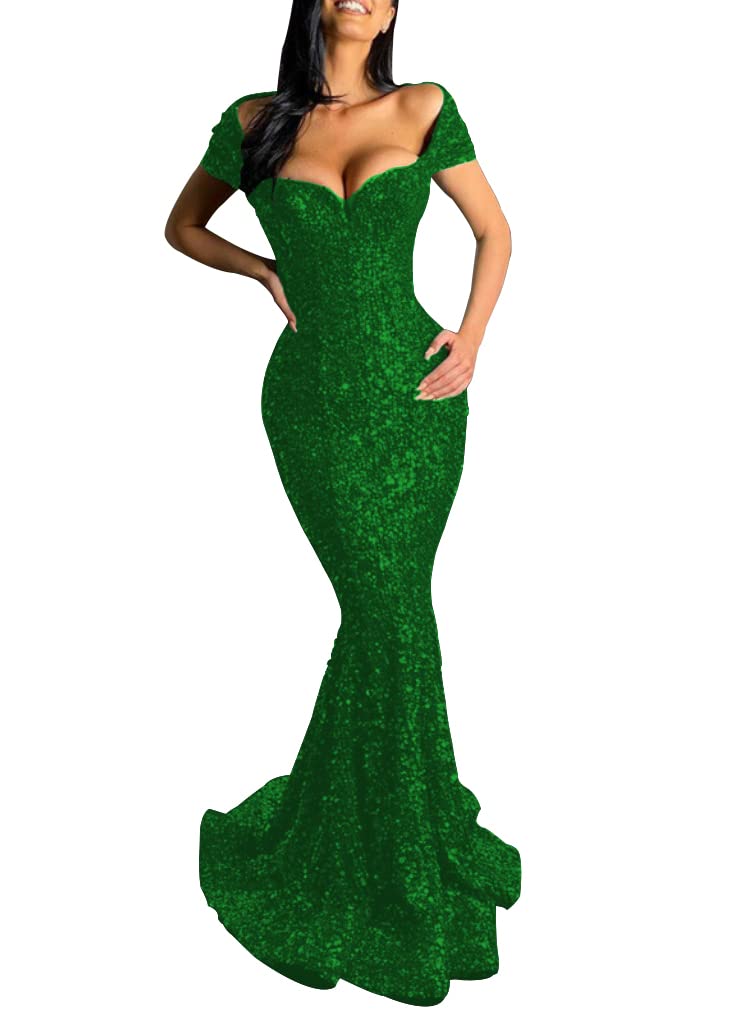 Blawhee Women's Mermaid Sequin Long Prom Dress Open Back Formal Evening Gown - Perfect for Homecoming, Wedding Guest & Special Occasions