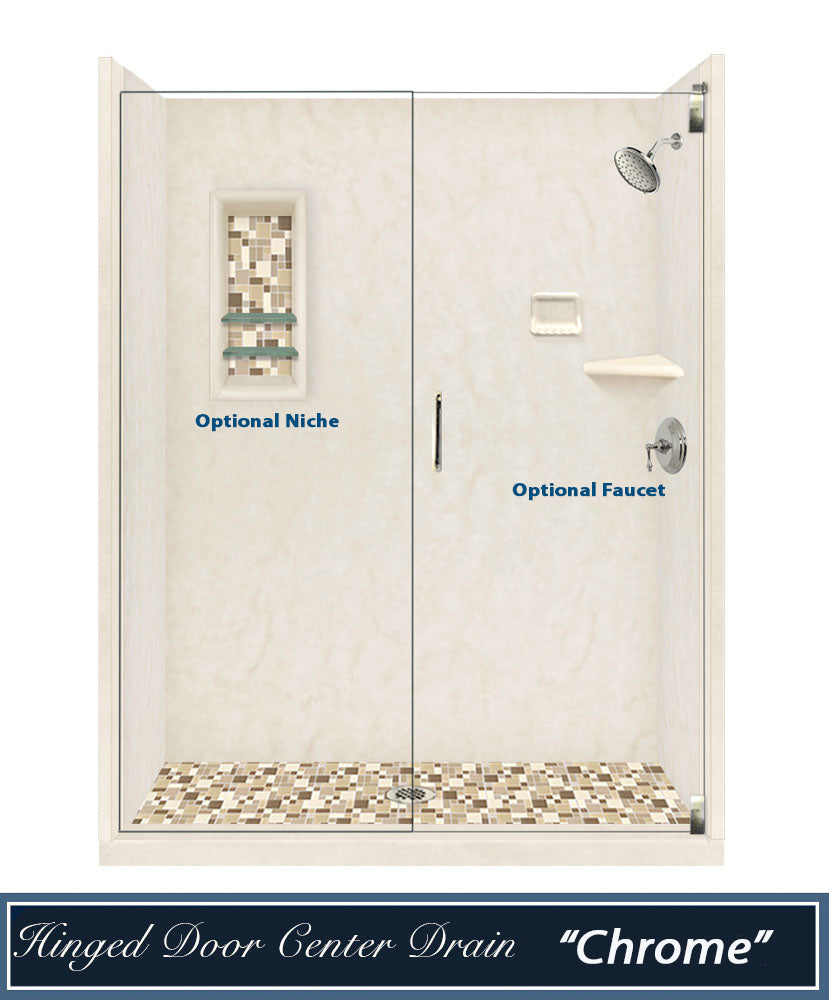 Premium Rafe Marble Alcove Shower Kit with 3 Accent Options (Liner Optional) - Luxury Bathroom Upgrade for Modern Homes & Spa-Like Experience