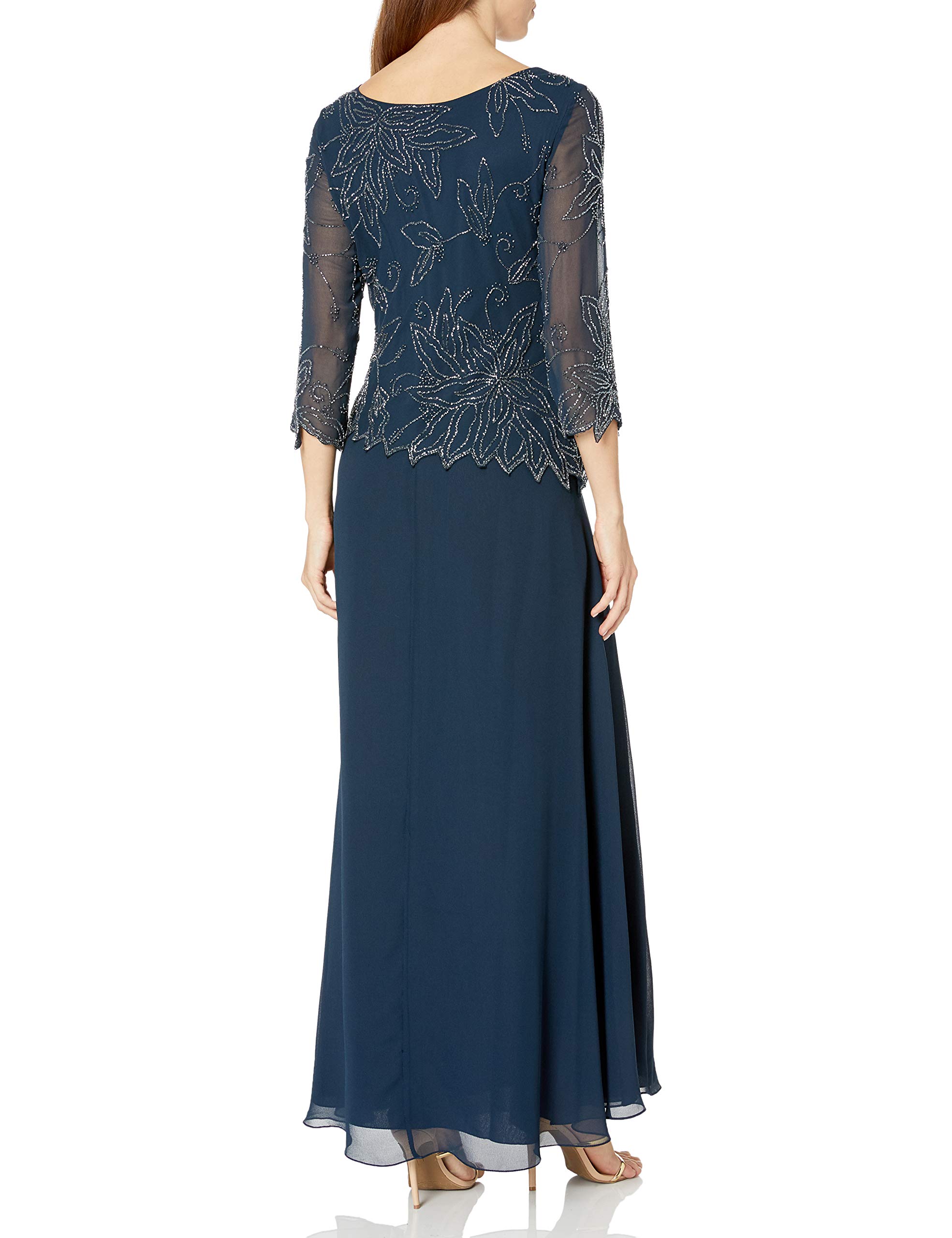 J Kara Women's Asymmetrical Beaded Dress with Boat Neck - Elegant Party & Evening Wear for Special Occasions