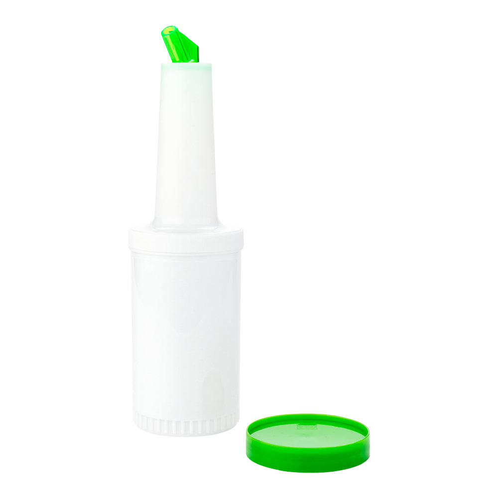 Bar Lux 1 Quart Plastic Quick Pour Storage Container Bottle with Green Spout and Lid - 3.5