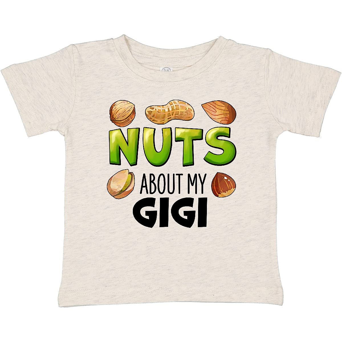 Inktastic Nuts About My Gigi Peanut Almond Pistachio Baby T-Shirt - Cute Graphic Tee for Grandkids & Family Photos | Perfect Gift for Grandparents Day