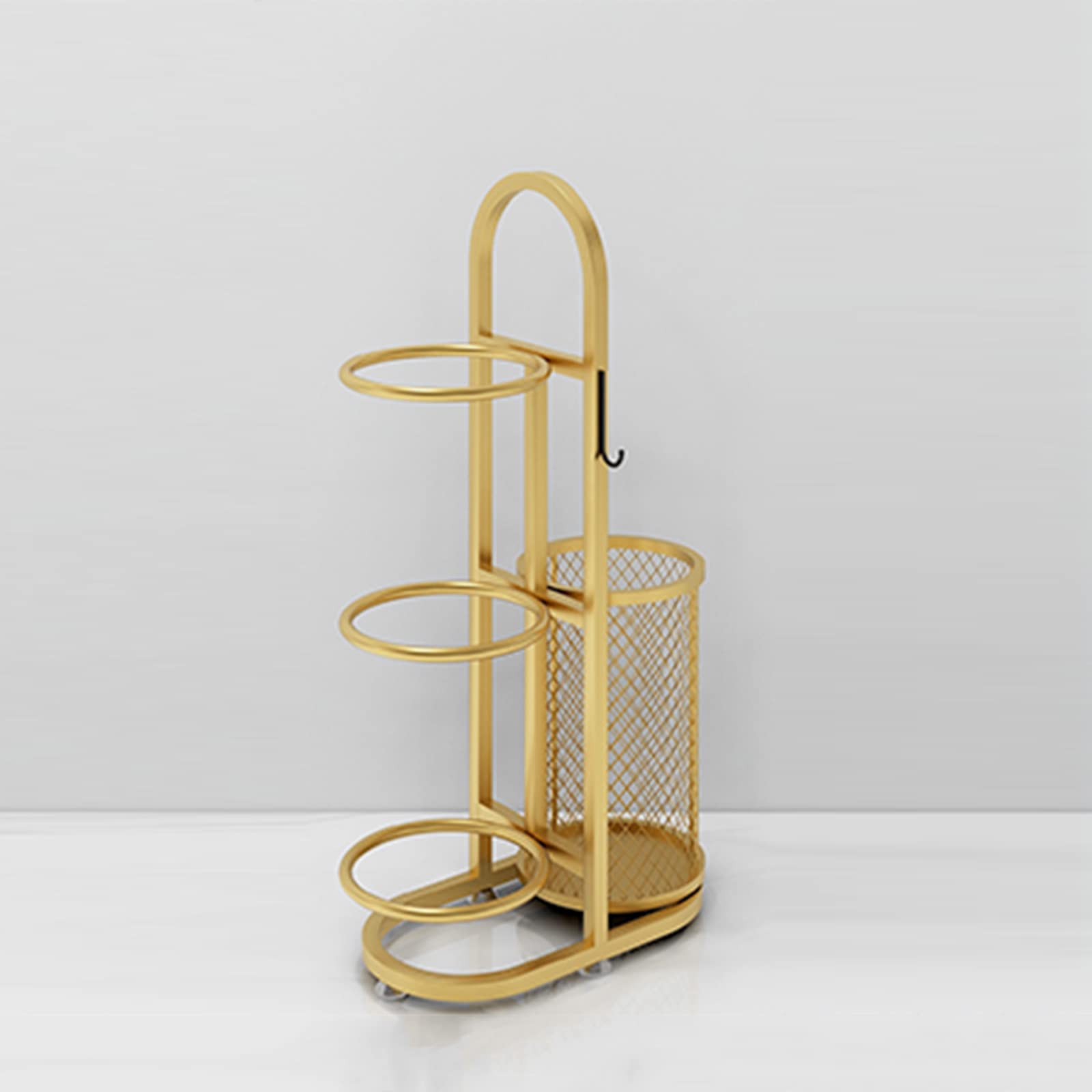 JHSLXD Multi-Sport Storage Rack - Metal Iron Basketball, Football, Volleyball & Racket Organizer | Gold Sporting Goods Display Stand for Gym, Home & School Use