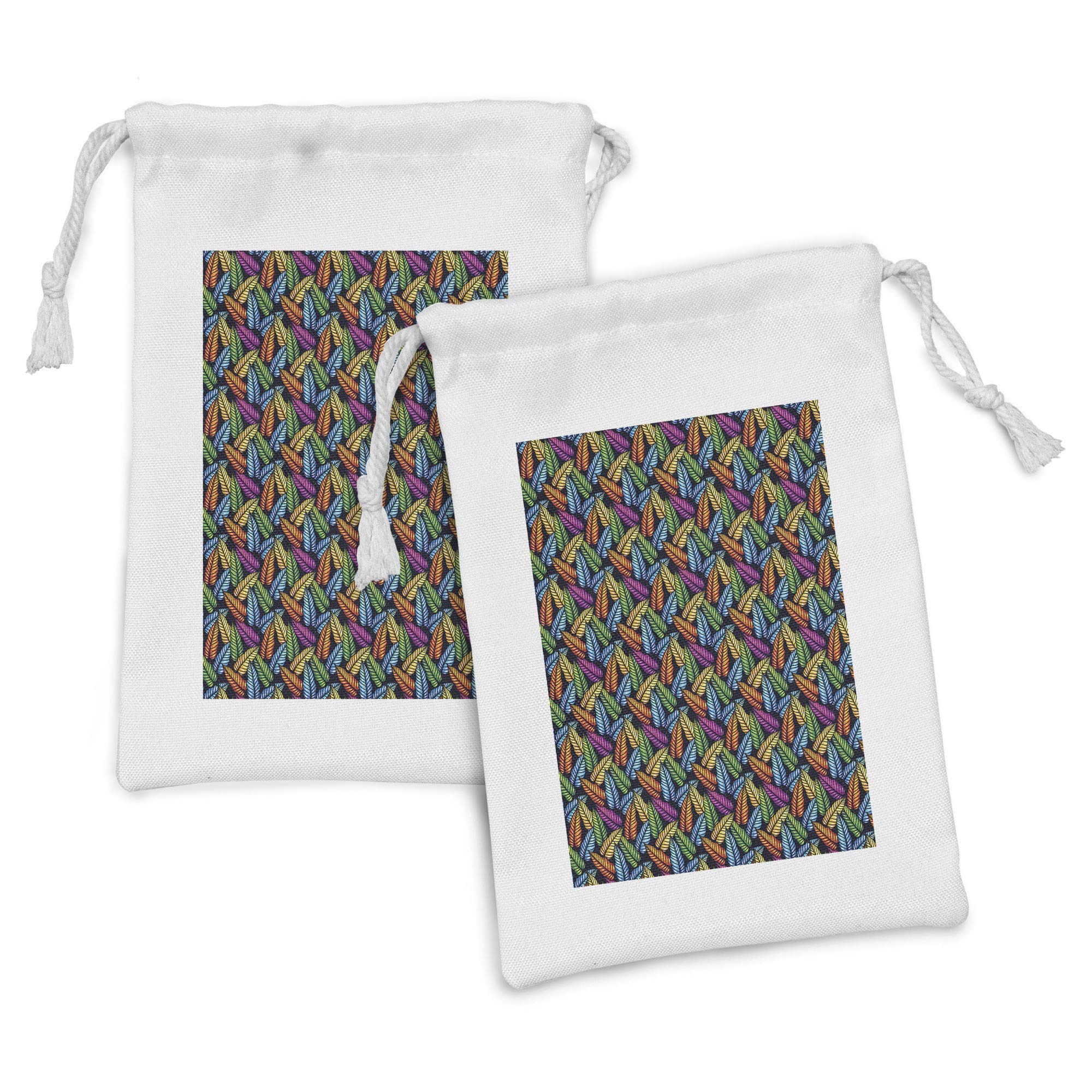 Ambesonne 2-Pack Tropical Leaves Drawstring Pouch Set - 9