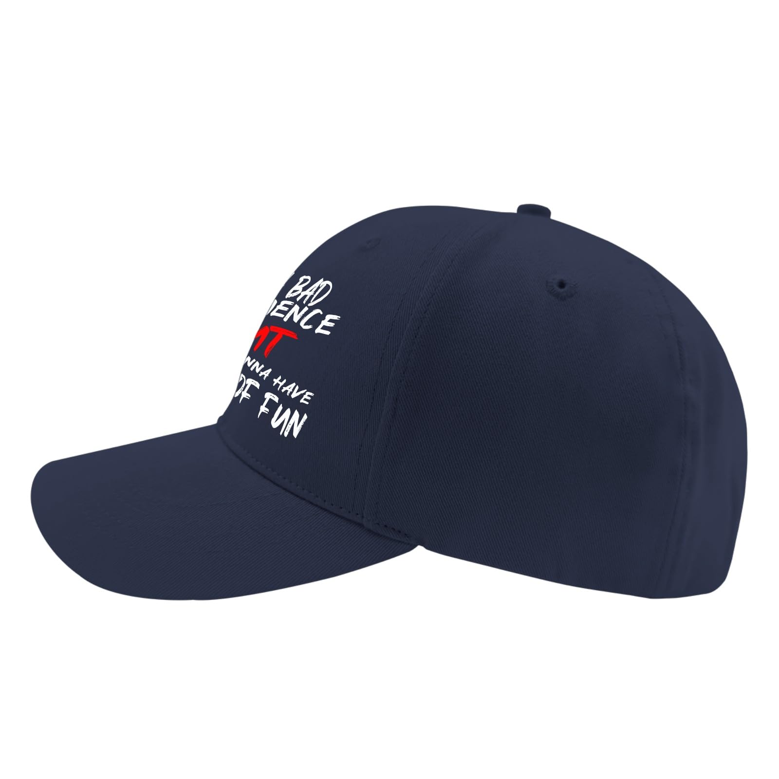 Funny Sarcastic Baseball Hat for Women & Men - Lightweight Fitted Cap for Running, Golf & Sun Protection - Bad Influence But Damn Fun Hat for Sports & Outdoor Activities