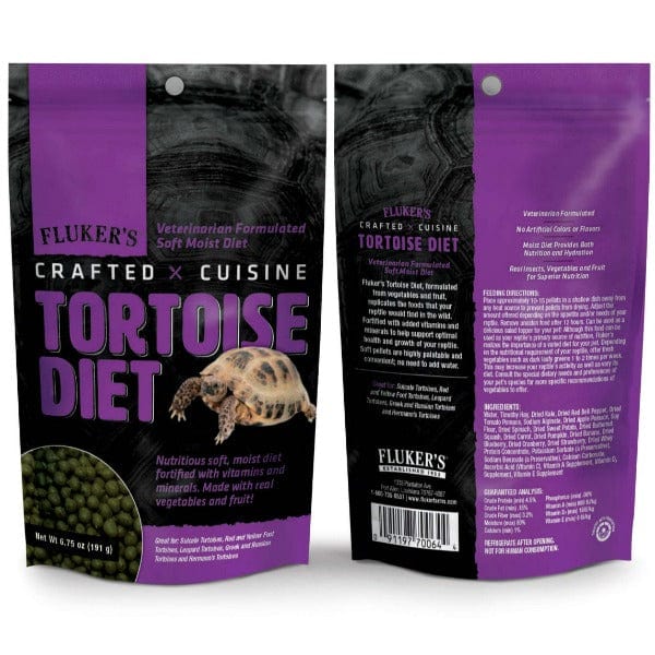 FLUKER'S Crafted Cuisine Tortoise Diet - Premium Turtle Food for Healthy Growth & Shell Strength - Ideal for Pet Tortoises, Turtles & Reptiles - Perfect for Daily Feeding & Nutritional Support