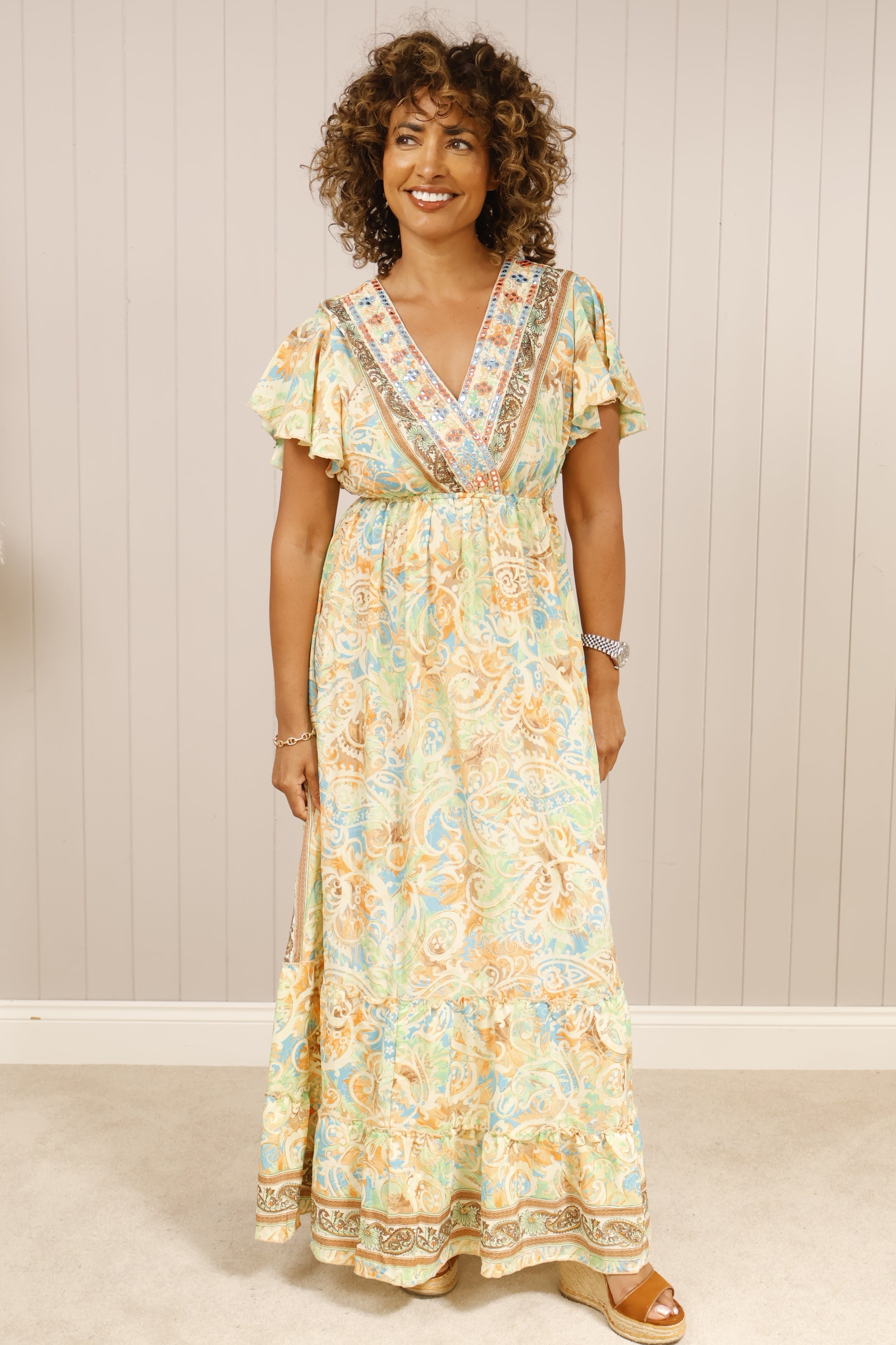Bianca Maxi Dress in Peach - Flowy Long Summer Dress for Women, Beach Wedding, Vacation & Casual Wear