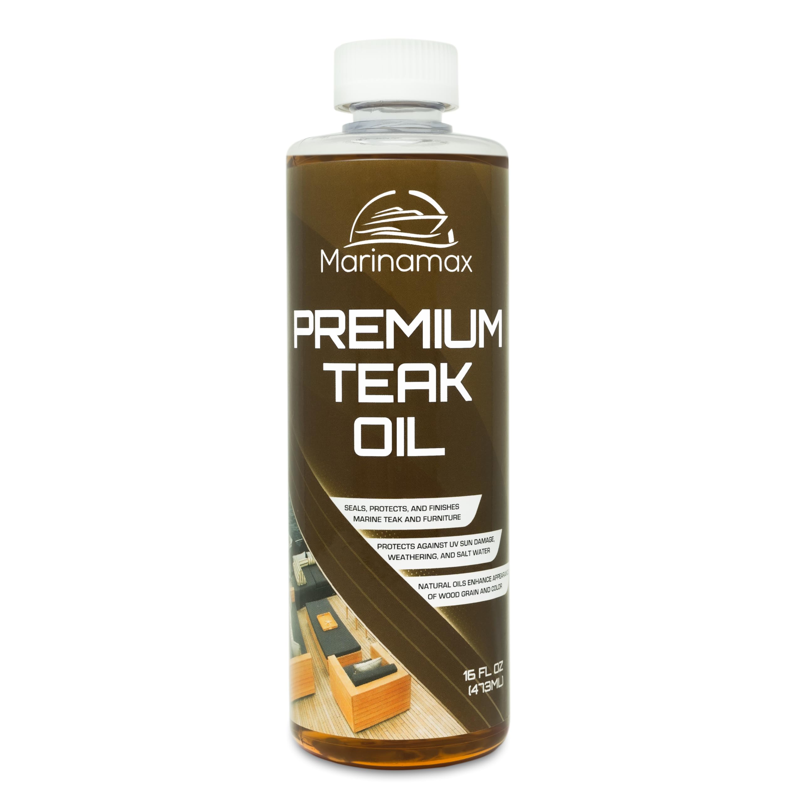 Premium Teak Oil 16 Oz - Natural Wood Finish, Protector & Sealer for Indoor/Outdoor Furniture | Restores & Protects Teak Wood on Boats, Decks, Patio Furniture | Ideal for Marine, Outdoor & Home Use