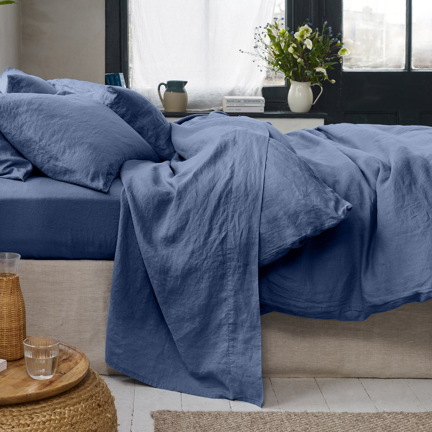 Premium Blueberry Linen Blend Duvet Cover Set - Soft & Breathable Bedding for All Seasons | Perfect for Master Bedroom, Guest Room & Cozy Home Decor
