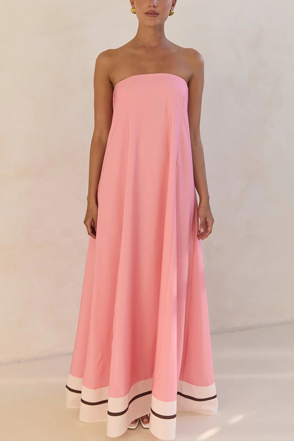 Sexy Tube Top Back Zipper Loose Maxi Dress with Unique Print - Summer Beach Party, Vacation, Date Night Outfit