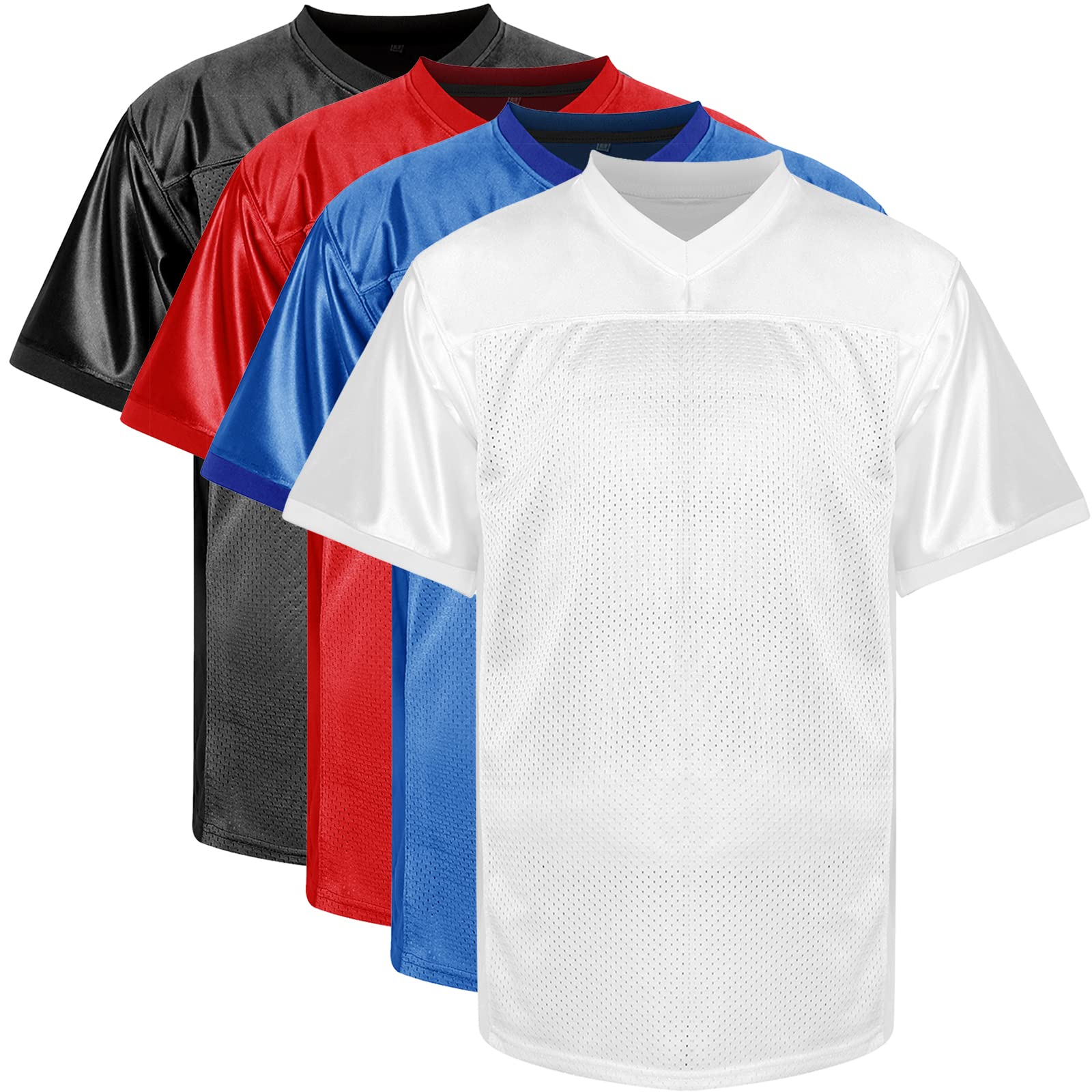 Customizable Blank Football Jerseys - Breathable Mesh Practice Shirts for Men & Women - Athletic Sports Uniform Tops for Training, Team Games & Casual Wear