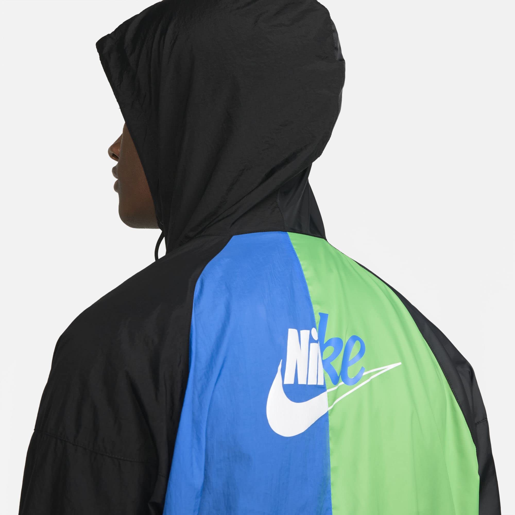 Nike Men's Sportswear Essentials+ Windrunner Woven Jacket - Lightweight Running & Training Jacket for Men (Large, Light Green/Blue/Black) | Perfect for Jogging, Gym Workouts & Outdoor Activities