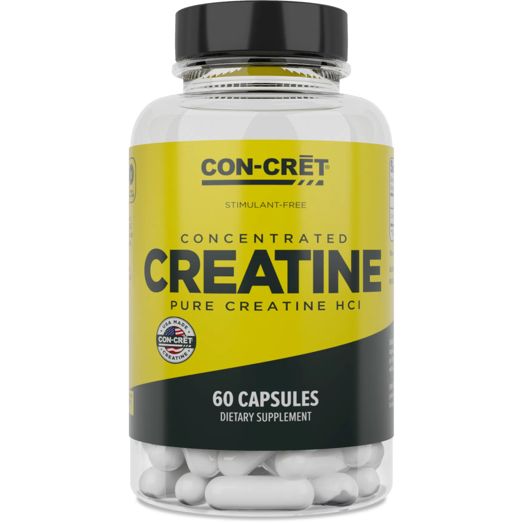 CON CRET Patented Creatine HCl Capsules - Premium Muscle Building Supplement for Athletes & Bodybuilders - Pre & Post Workout Recovery - 120 Capsules