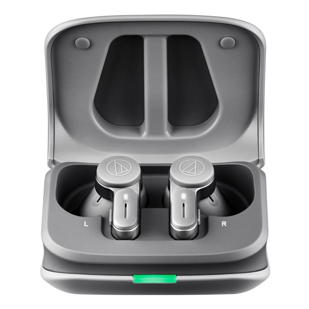Audio-Technica ATH-TWX7GY True Wireless Earbuds - Bluetooth 5.2, Hi-Res Audio, Noise Cancelling, IPX4 Waterproof - Gray (Renewed) | Perfect for Gym, Running, Travel & Work Calls
